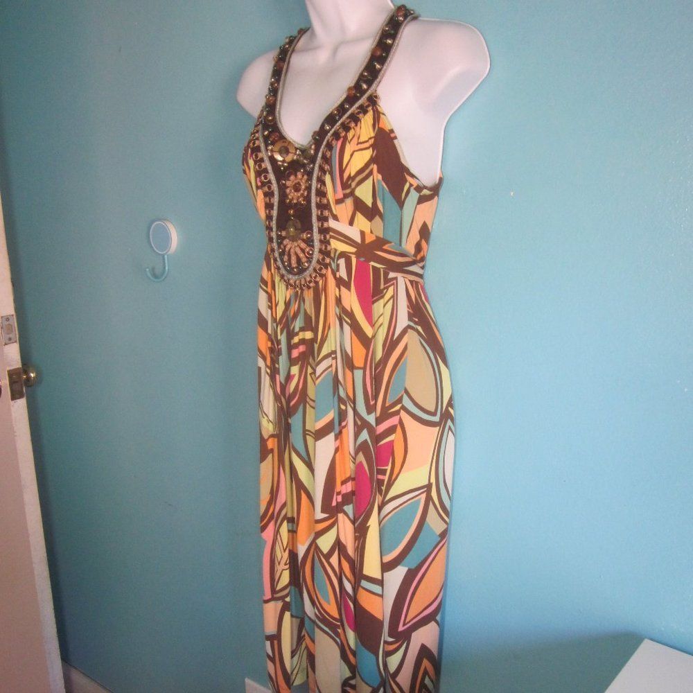Anthropologie Ranna Gill Embellished Midi Halter Style Dress Size S Size S / US 4 / IT 40 - 10 Thumbnail