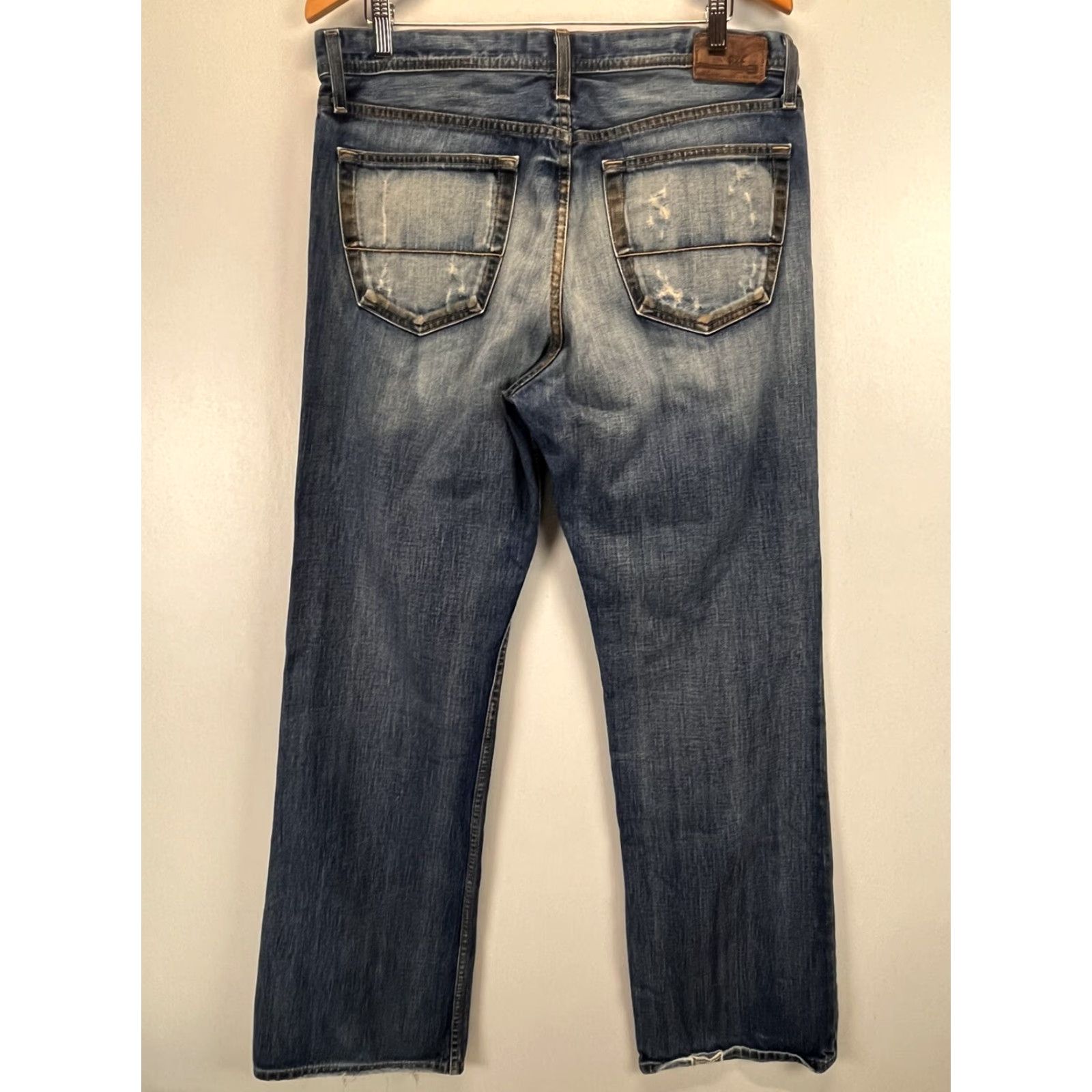 BKE VINTAGE Buckle BKE Tyler Straight Jeans 36 Extra Long Mens Distressed Blue Denim 5-Pocket 35" Inseam Size 36 Mens Size US 36 / EU 52 - 3 Thumbnail