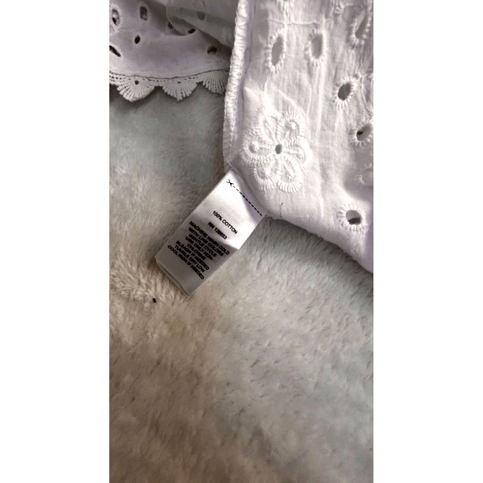 Vintage Dotti Womens White Cotton Eyelet Lace Open Front Cardigan/Dress Small Size S / US 4 / IT 40 - 4 Thumbnail