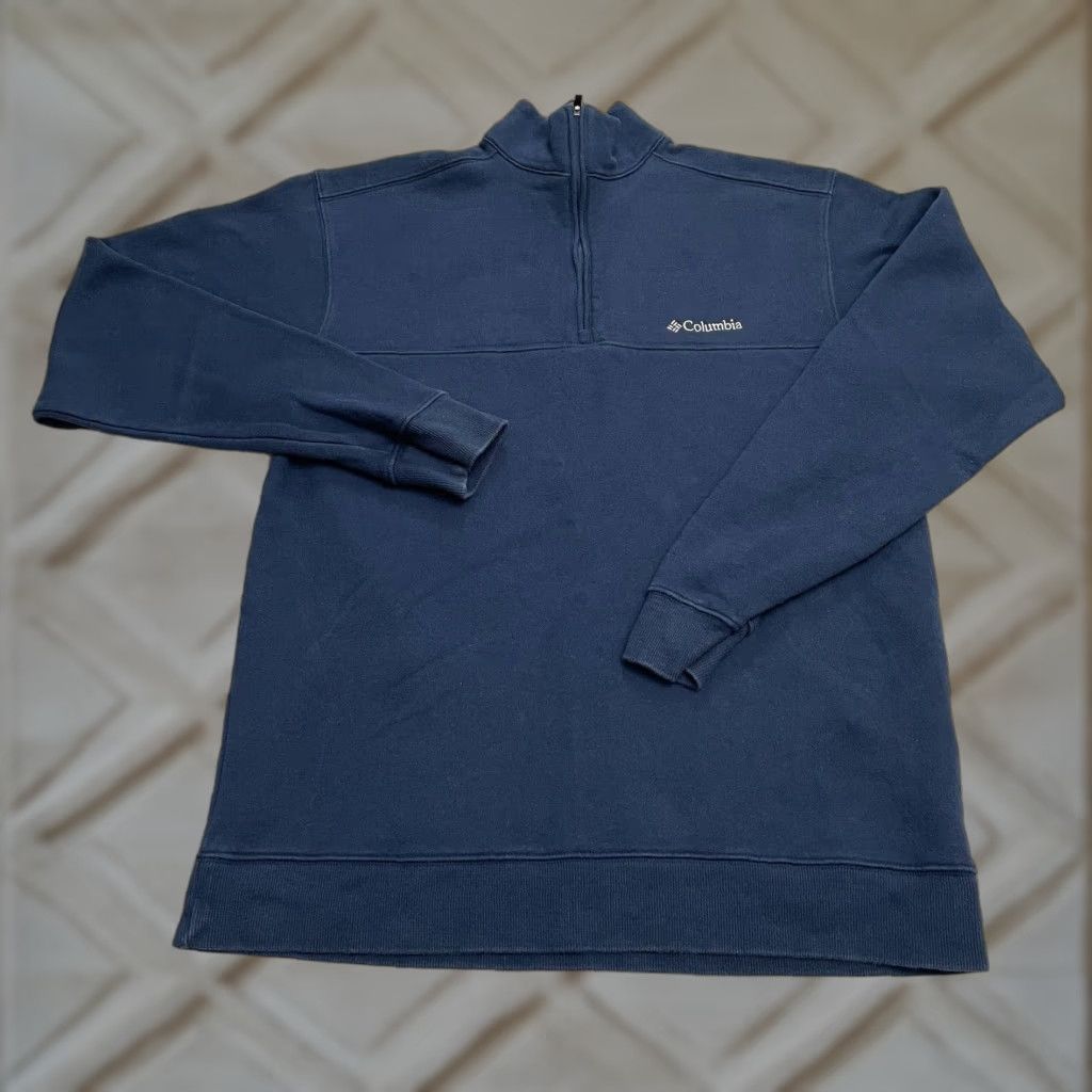 Columbia Hart Mountain Sweatshirt Mens Medium Blue 1/4 Zip Pullover Casual