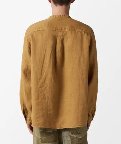 Kapital [2] Gauze Linen Herringbone Stand Penny Shirt in Gold (SS23) Size US M / EU 48-50 / 2 - 11 Thumbnail