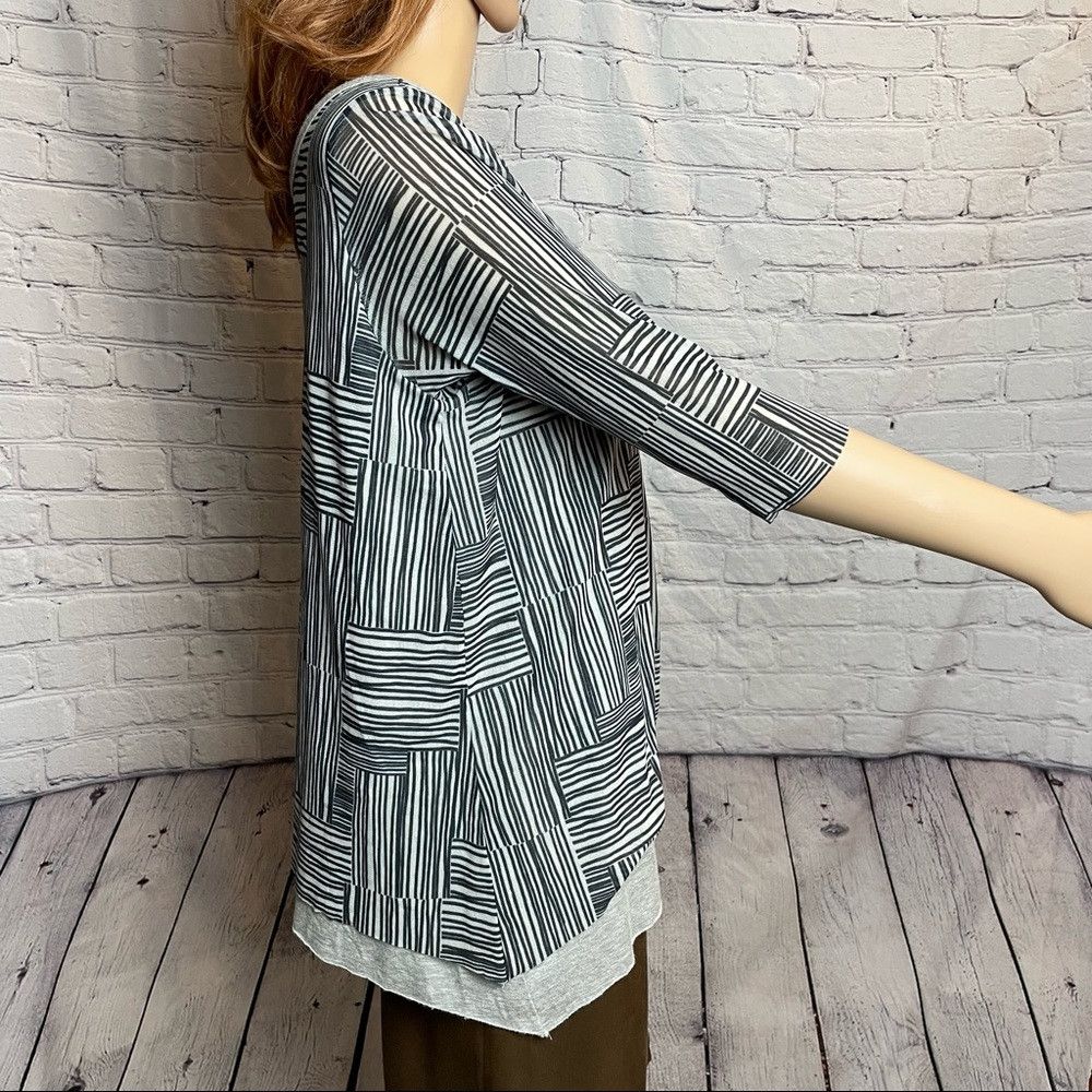 Anthropologie Anthropologie Weston Gray Black 3/4 Sleeve Layered Top Size Size M / US 6-8 / IT 42-44 - 3 Thumbnail