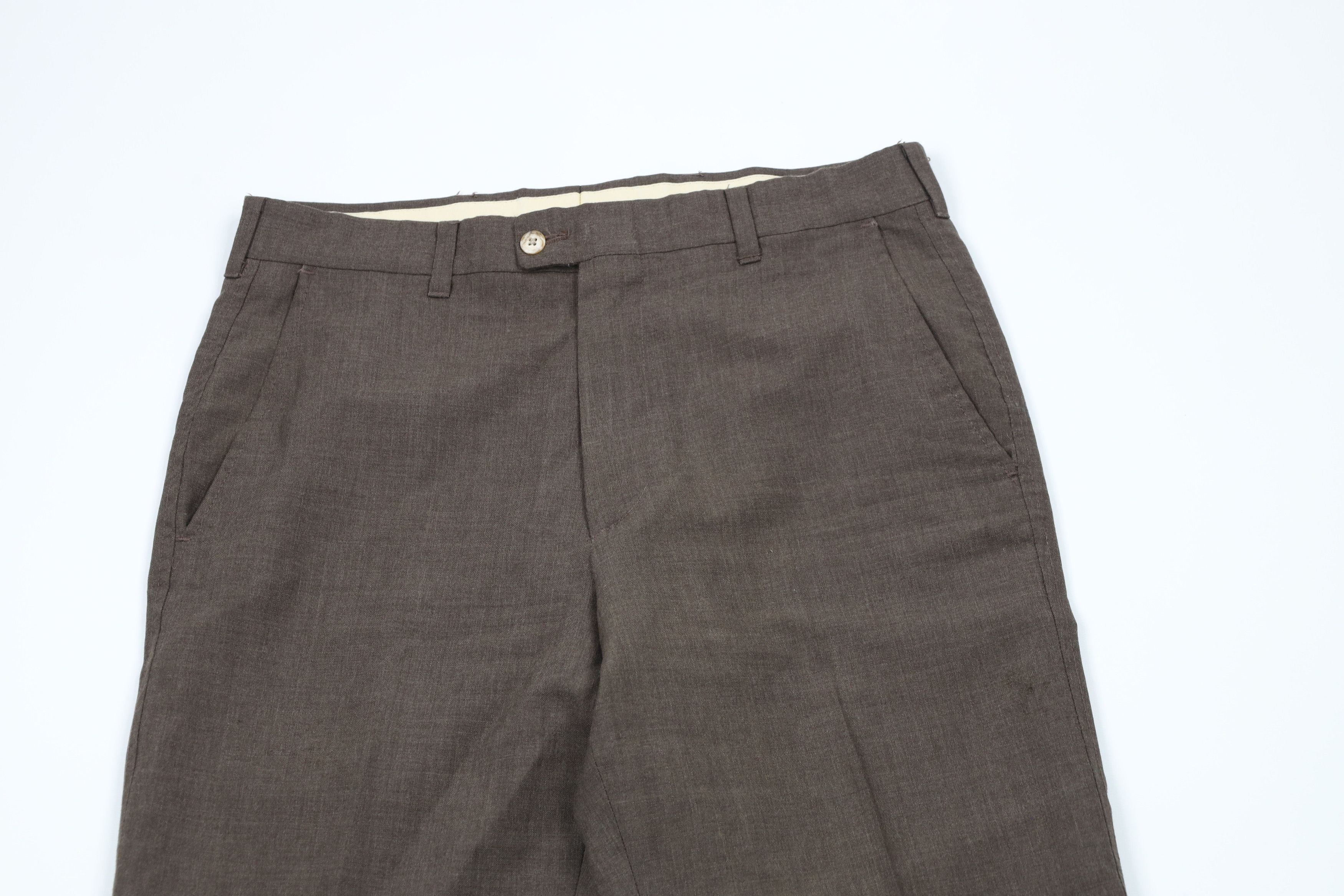 Vintage Vintage 70s Streetwear Wool Wide Leg Chino Pants Brown Size US 30 / EU 46 - 2 Thumbnail
