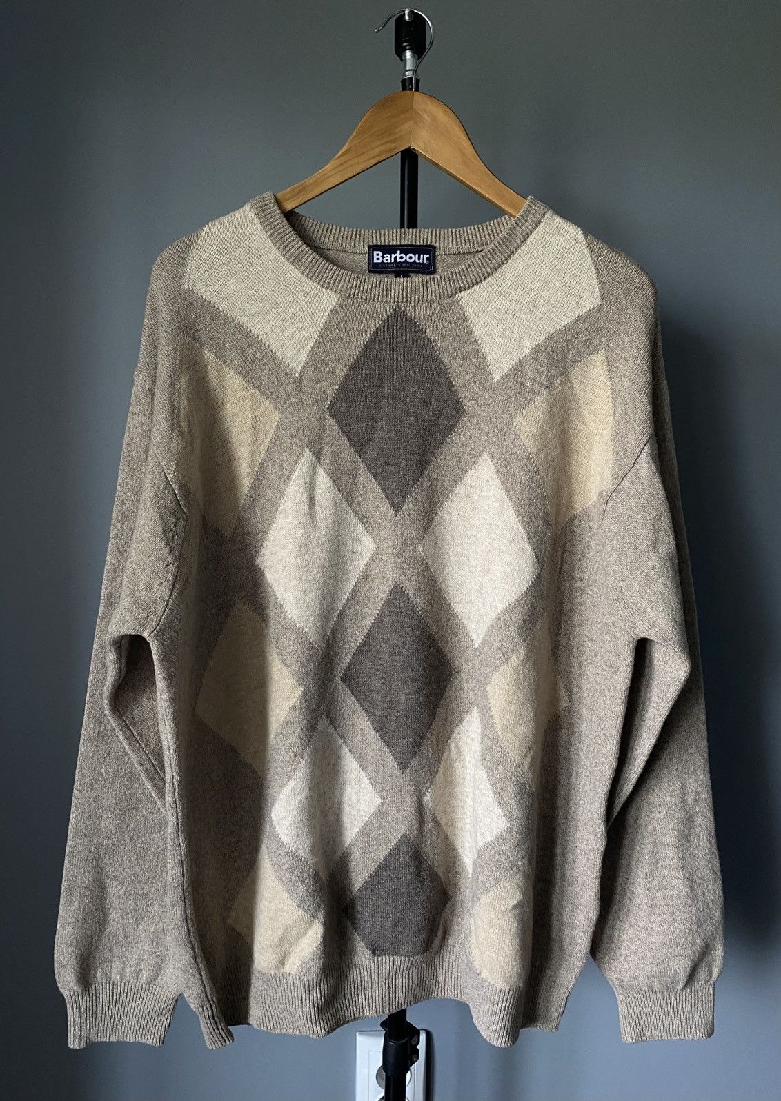 Barbour Barbour Diamond Printed Plaid Checkered Wool Vintage Sweater Size US L / EU 52-54 / 3 - 3 Thumbnail