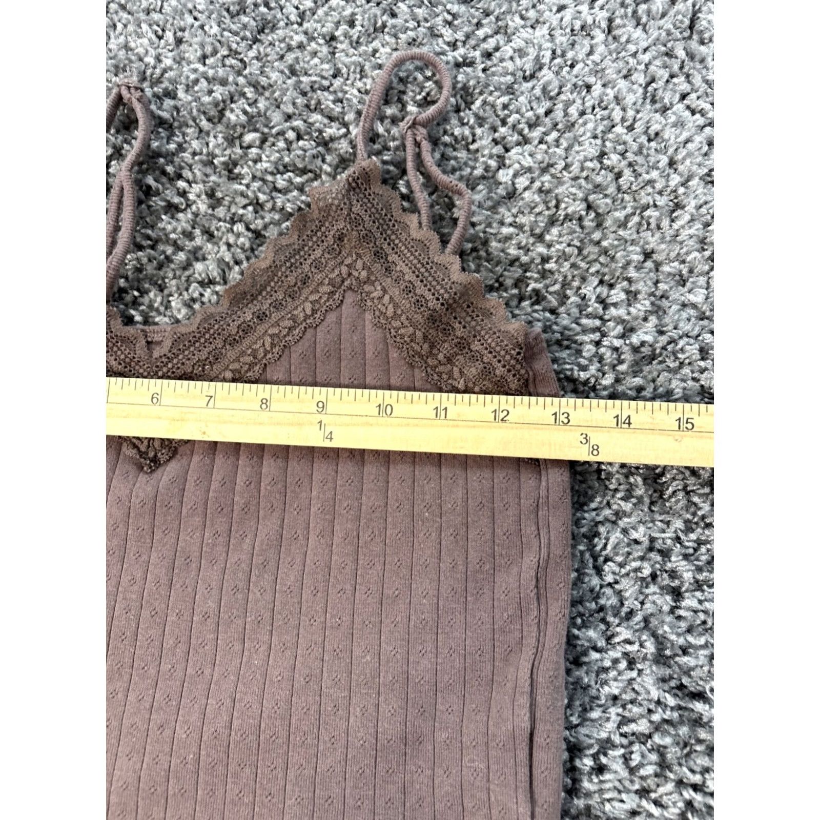 Vintage VINTAGE American Eagle Tank Camisole Women's M Brown Lace Ruffle Floral Camisole ThermAL Size M / US 6-8 / IT 42-44 - 3 Thumbnail
