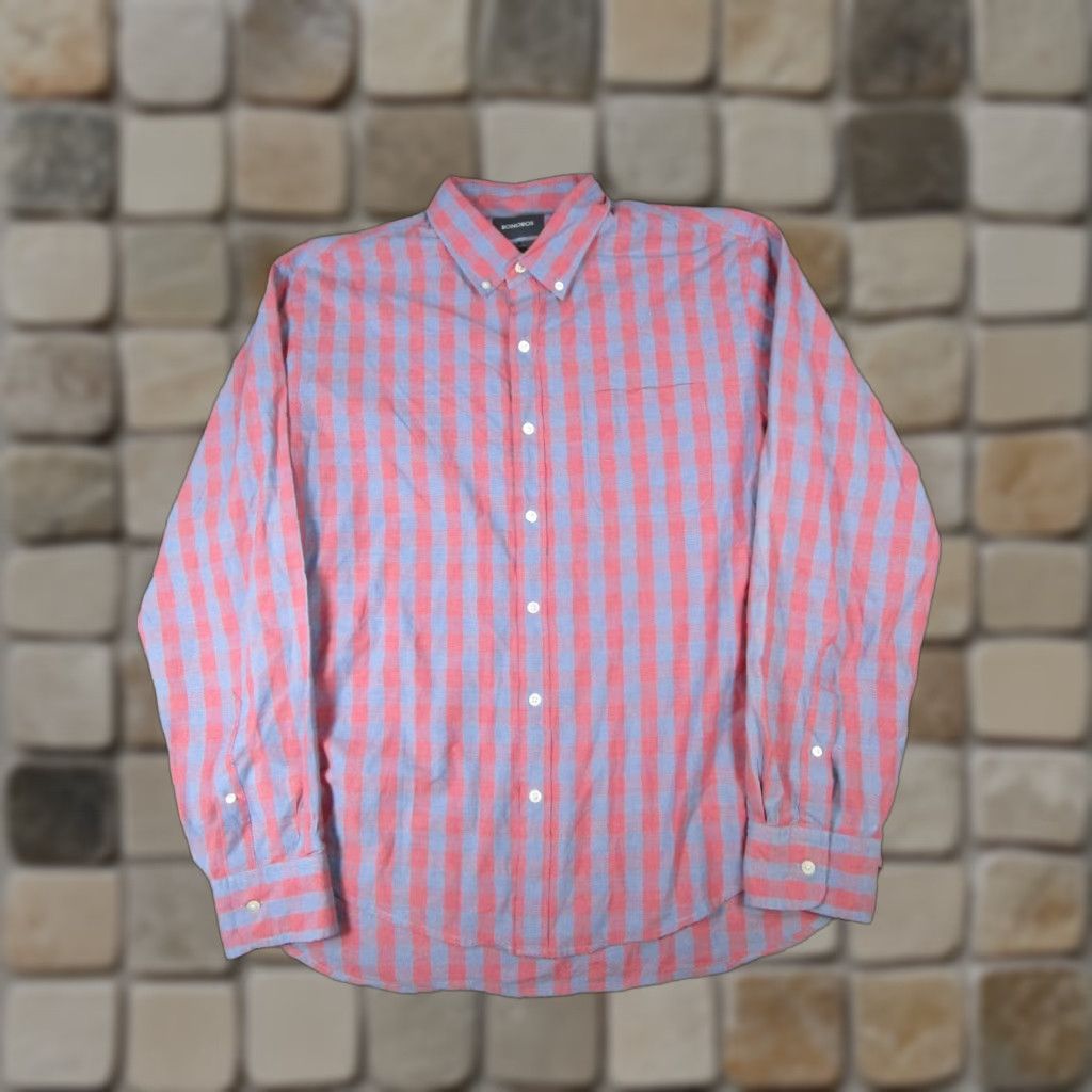 Bonobos Bonobos Shirt Mens XL Red Cotton Button-Up Plaid Long Sleeve Casual Slim Button-Down Collar-Down Mens Size US XL / EU 56 / 4 - 1 Thumbnail