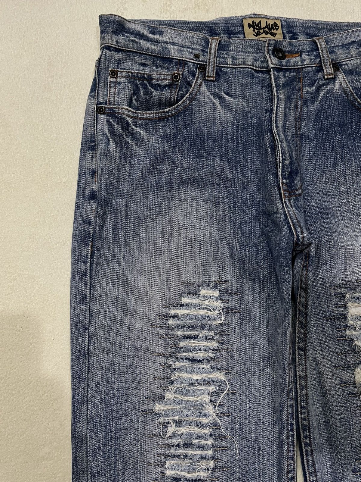 Japanese Brand Vintage Nylaus Jeans Distress Ripped Faded Denim Size US 32 / EU 48 - 5 Thumbnail