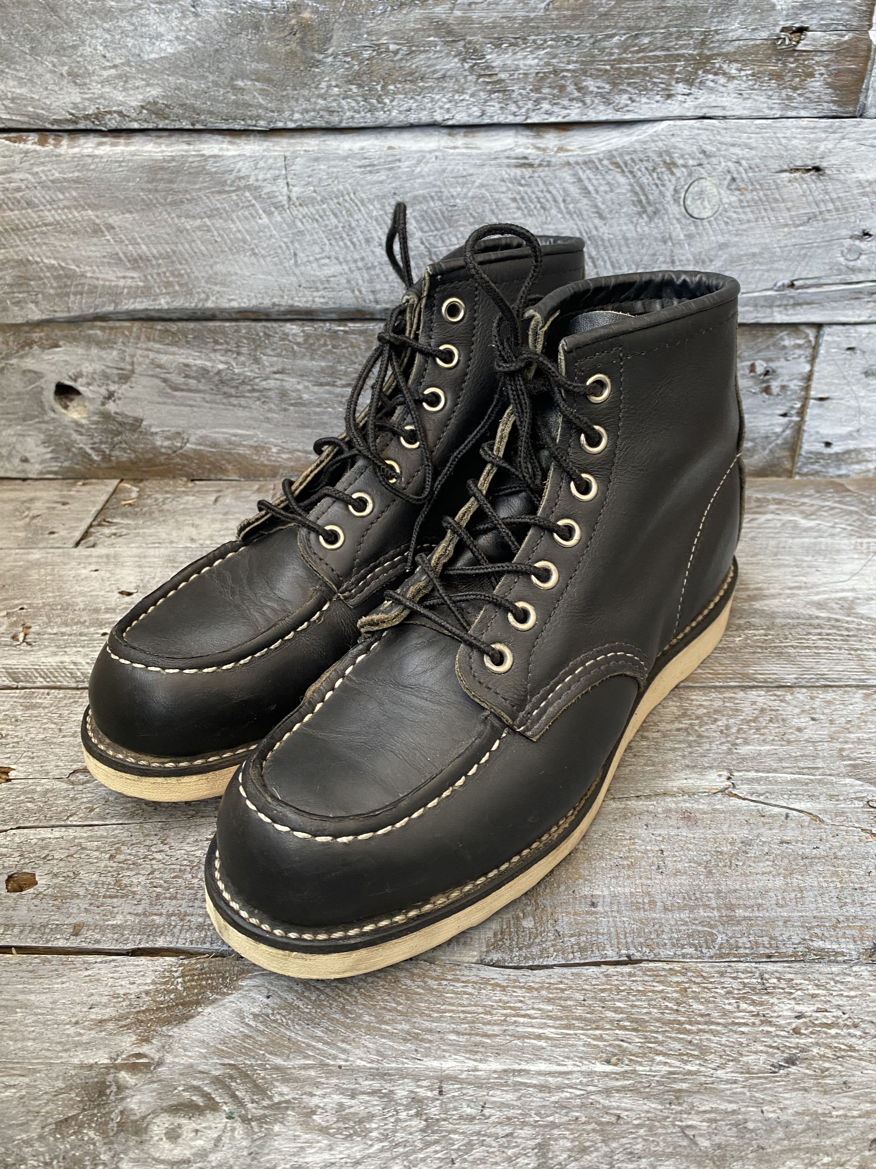 Red Wing Redwing moc-toe black leather boots sz 37.5 Size US 5.5 / EU 38 - 2 Thumbnail