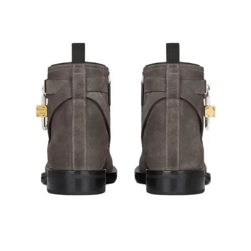 Givenchy o1srvl11e0925 Lock Ankle Boots in Suede in Dark Grey Size US 12 / EU 45 - 5 Thumbnail