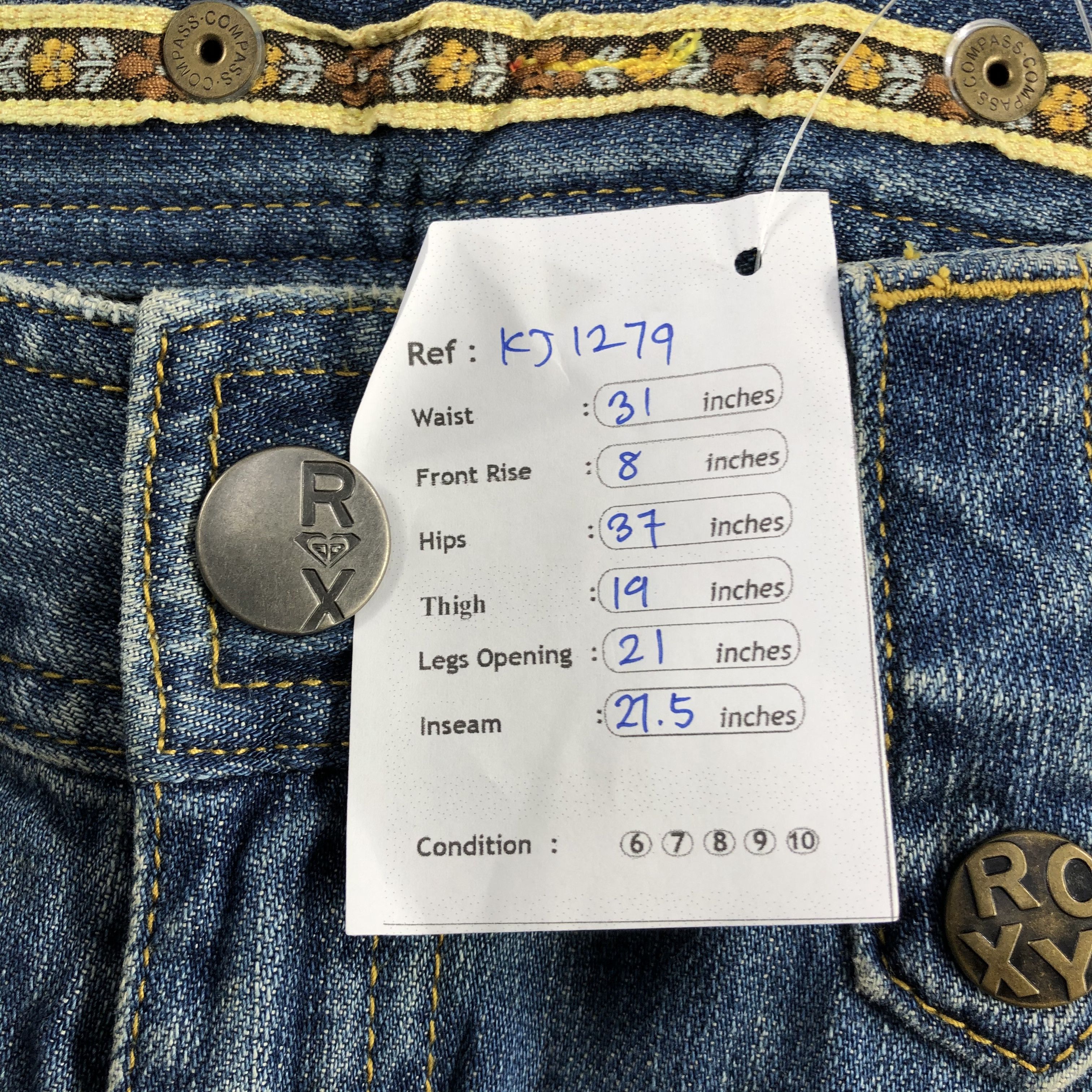 Quiksilver Roxy Jeans BLue Flare Denim KJ1279 Size 30" / US 8 / IT 44 - 12 Thumbnail