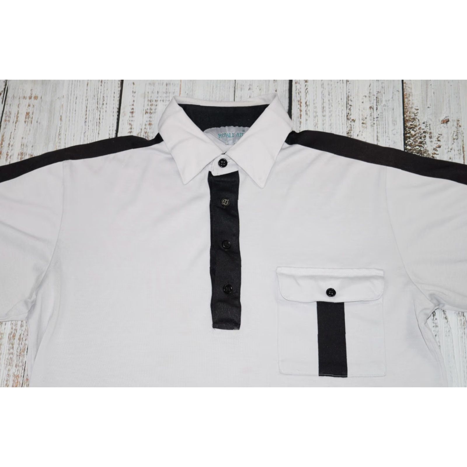 Vintage VINTAGE Royal Air GREY WITH BLACK STRIPES POLO SHIRT M MEN'S 80s 90s RETRO SPORTSWEAR/BEACH Miami Vice Size US M / EU 48-50 / 2 - 2 Thumbnail