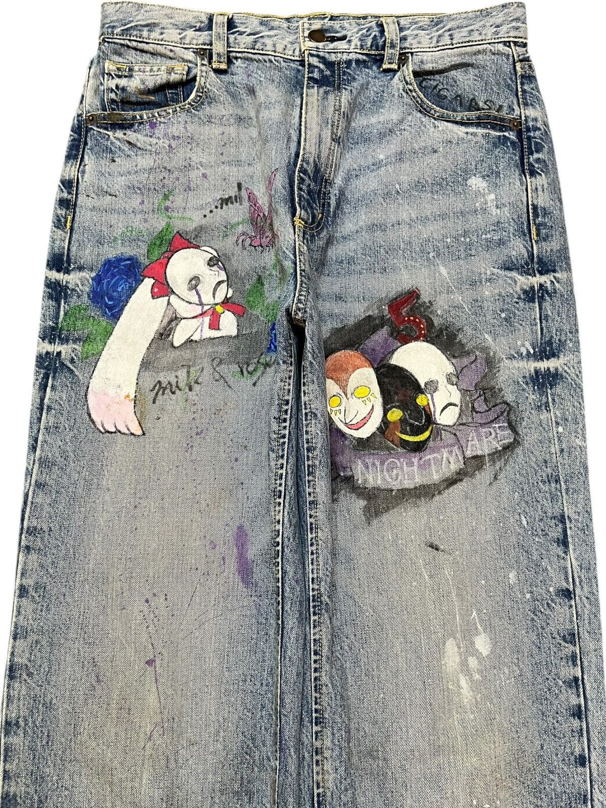 GU Vintage GU Sketch Drawing Faded Denim Size US 30 / EU 46 - 2 Thumbnail