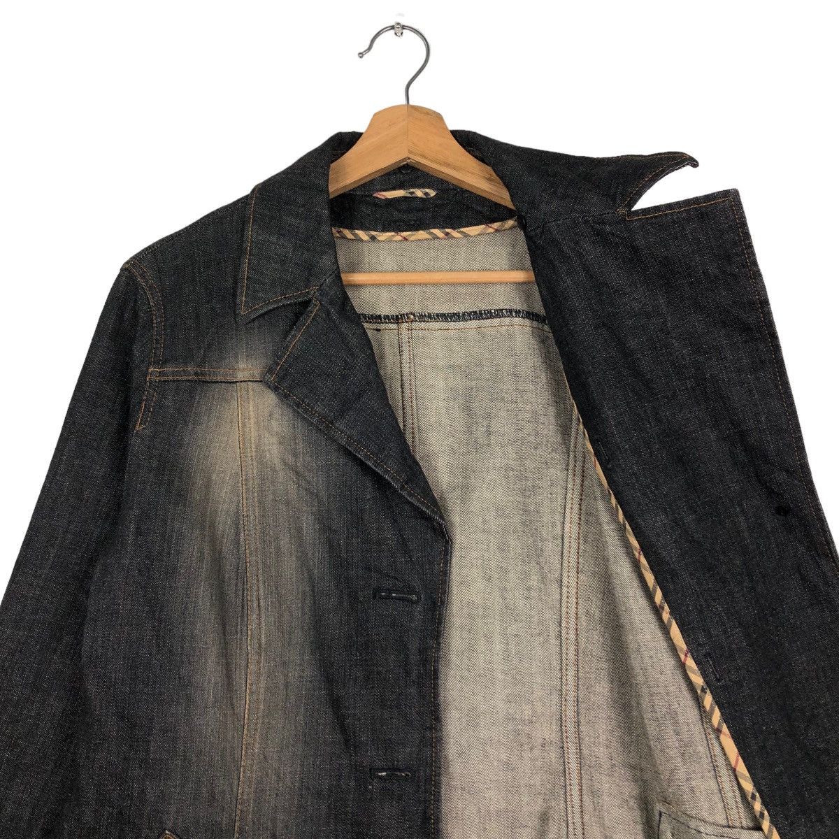 Burberry 🔥Vintage Biker Denim Jacket Burberry London Size US M / EU 48-50 / 2 - 12 Thumbnail