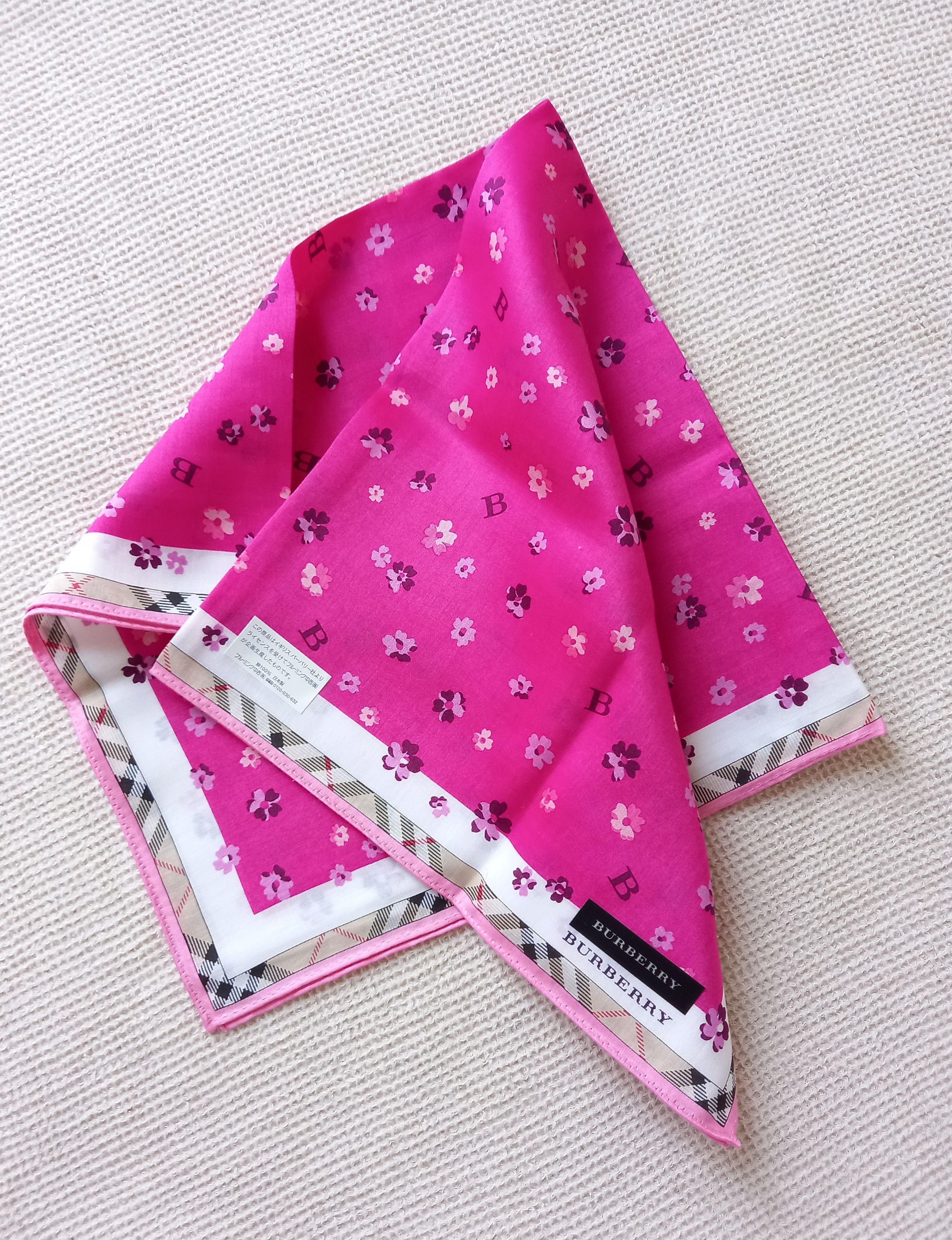 Burberry × Vintage Burberry bandana handkerchief scarf pink floral nova check Size ONE SIZE - 4 Thumbnail