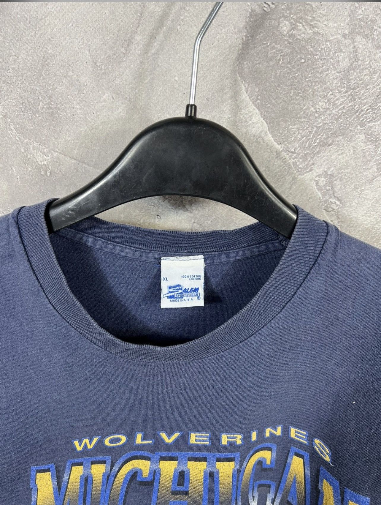 Salem Sportswear Vintage 90s Salem x Wolverines Michigan Single Stitch Tee Size US XL / EU 56 / 4 - 4 Thumbnail