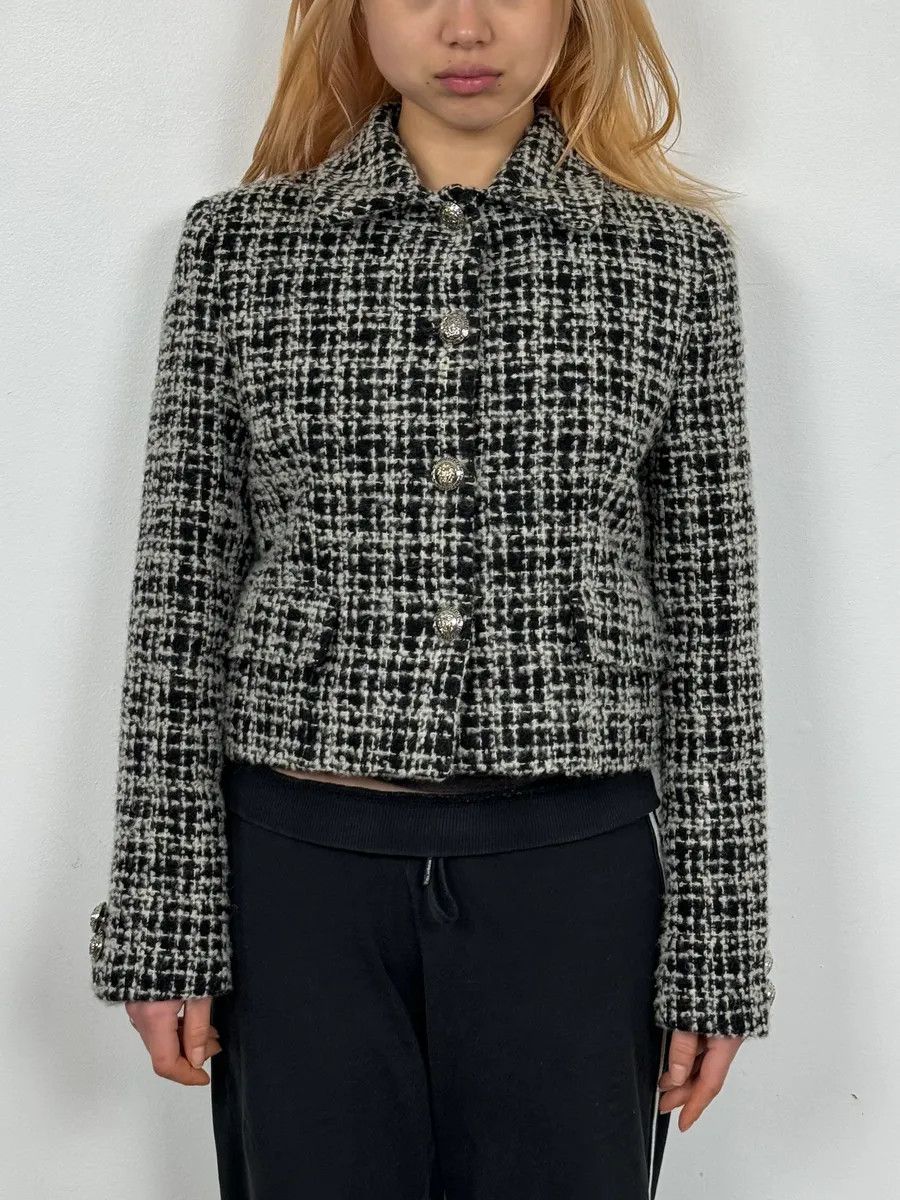 Versace Versace Black & White Tweed Classy Jacket Size S / US 4 / IT 40 - 1 Thumbnail