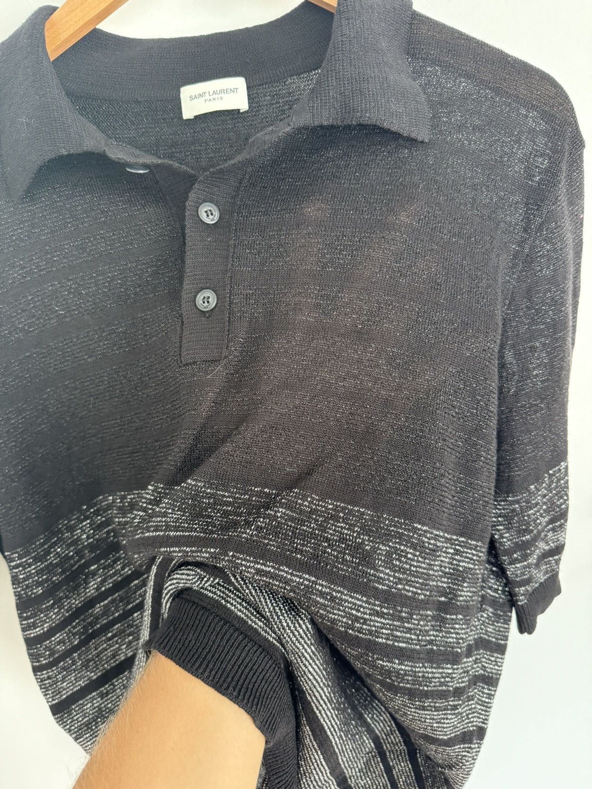 Saint Laurent Paris Metallic Polo Size US L / EU 52-54 / 3 - 3 Thumbnail