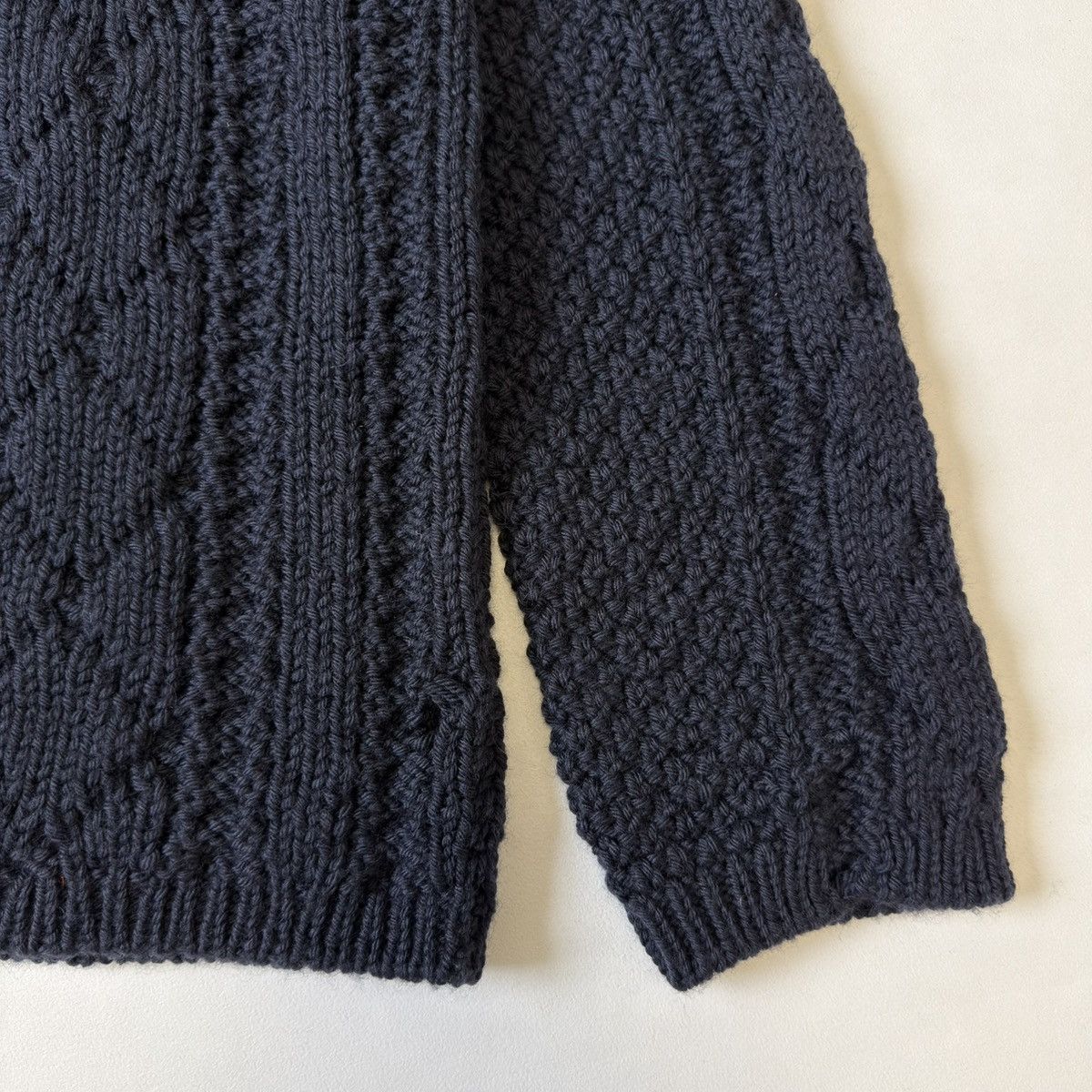 Maison Margiela A/W 21 Distressed Blue Cable Knit Sweater Size US XL / EU 56 / 4 - 10 Thumbnail