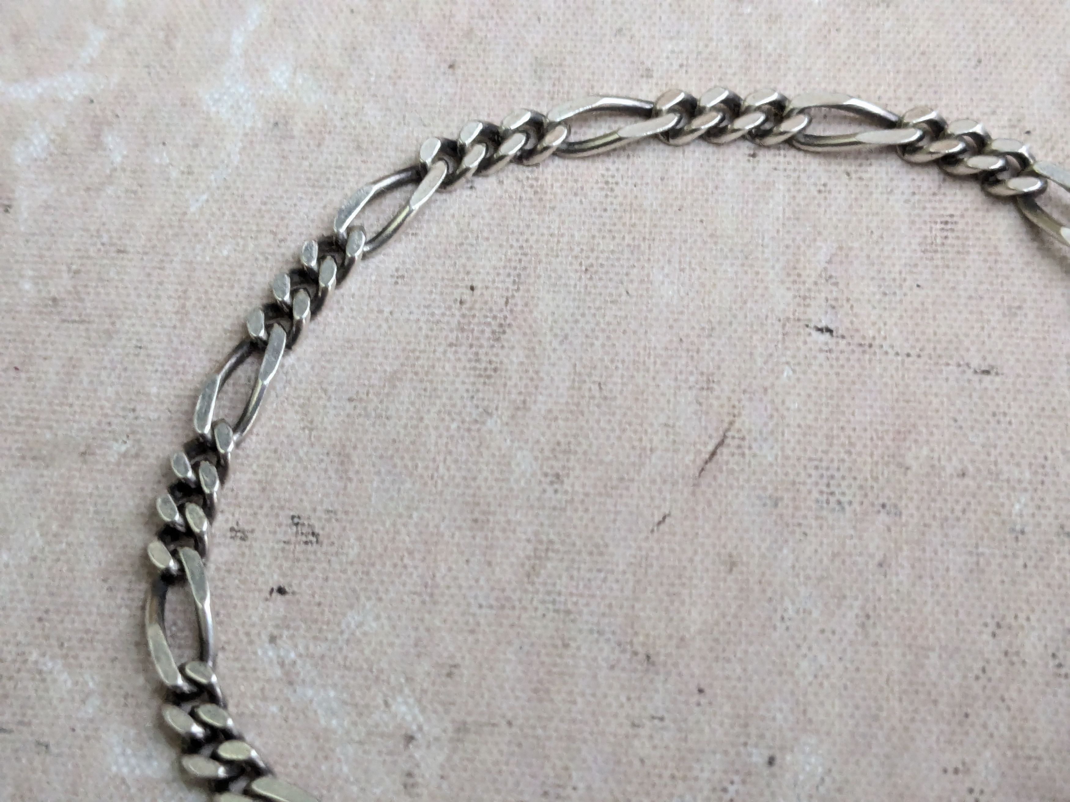 Jewelry Vintage Sterling Silver Figaro Bracelet 8" Italy Size ONE SIZE - 7 Thumbnail