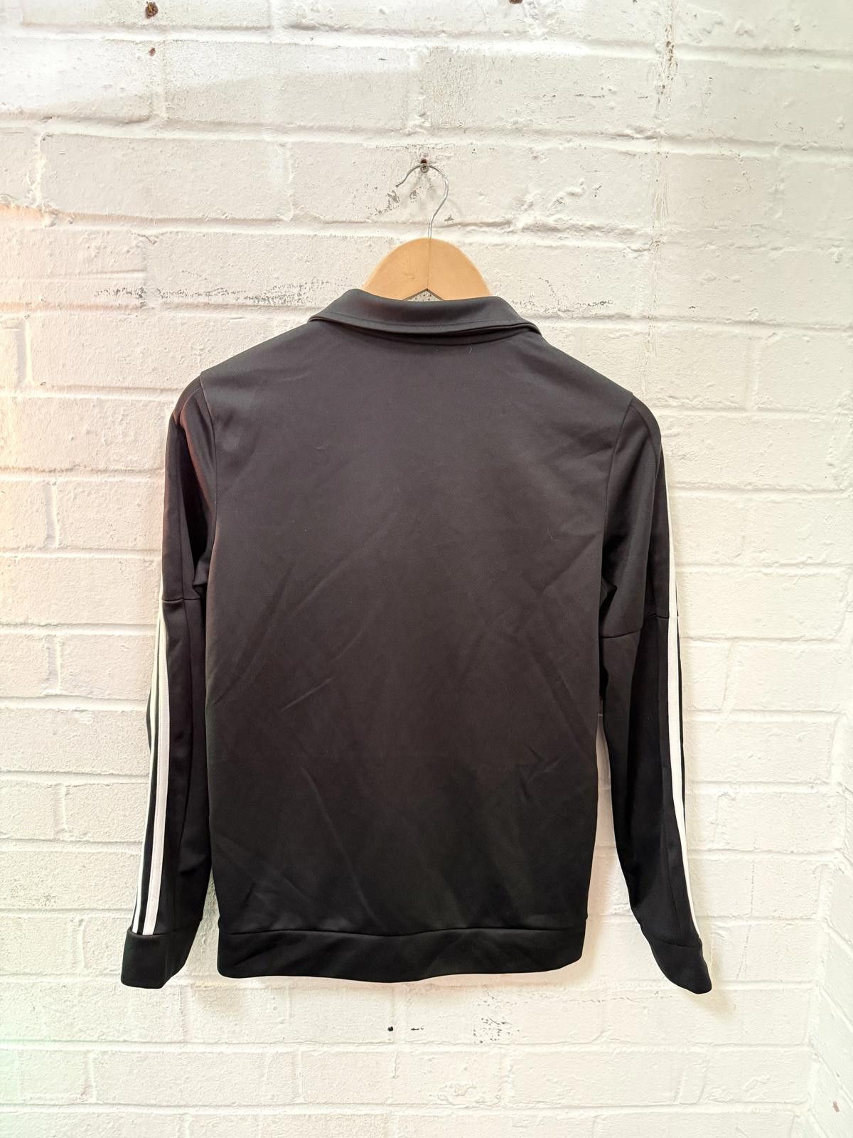 Adidas Adidas Black Track Jacket with White Stripes Size S / US 4 / IT 40 - 2 Thumbnail