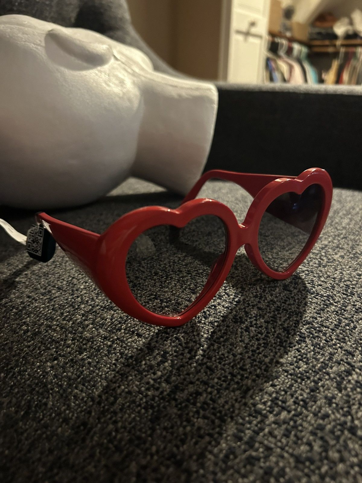 Balenciaga Balenciaga BB0043S 003 Red Heart Sunglasses Grey 54mm Size ONE SIZE - 2 Thumbnail