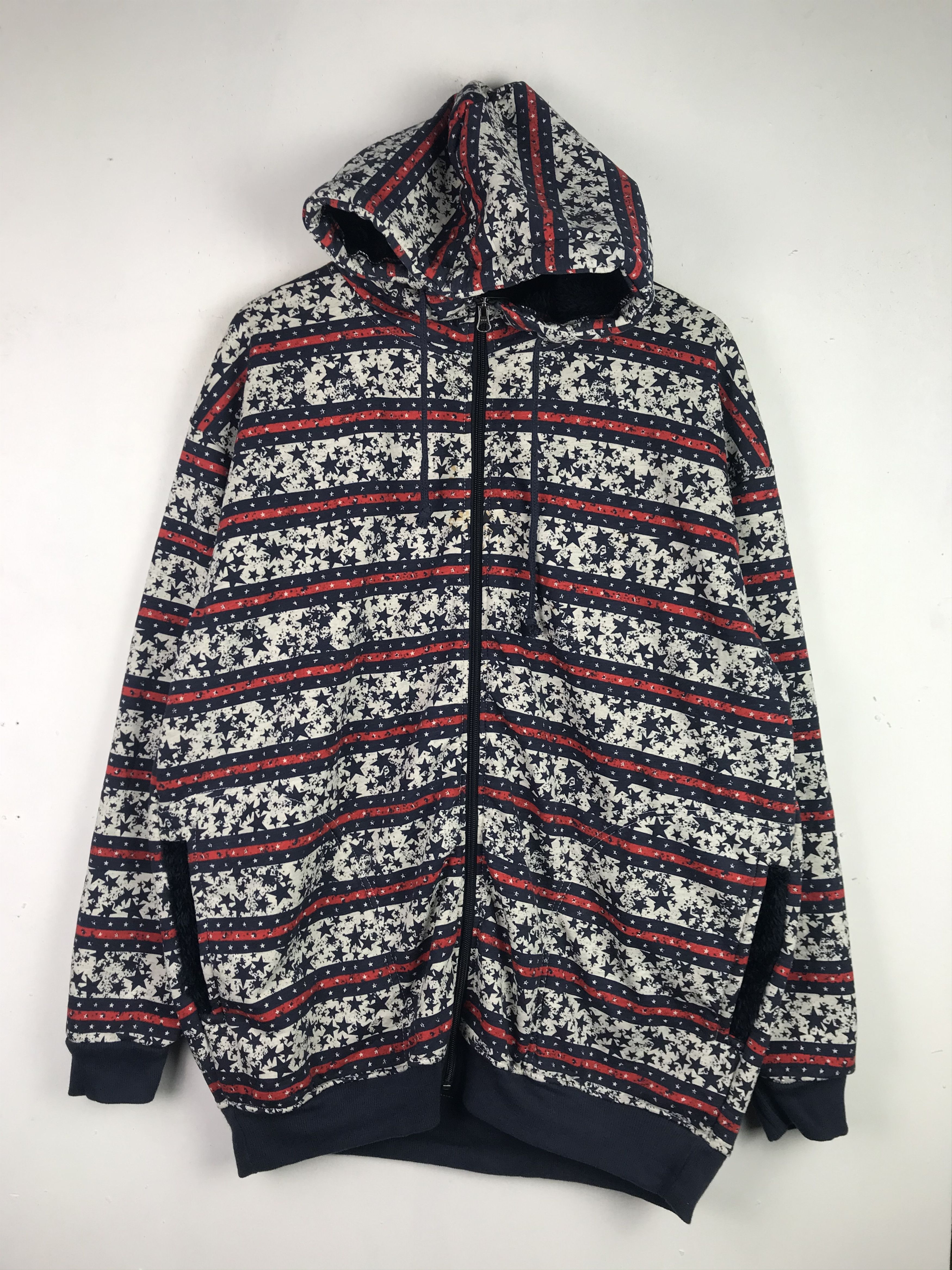 image of Vintage Full Zipper Hoodie Art Navajo Design, Men's (Size 2XL)
