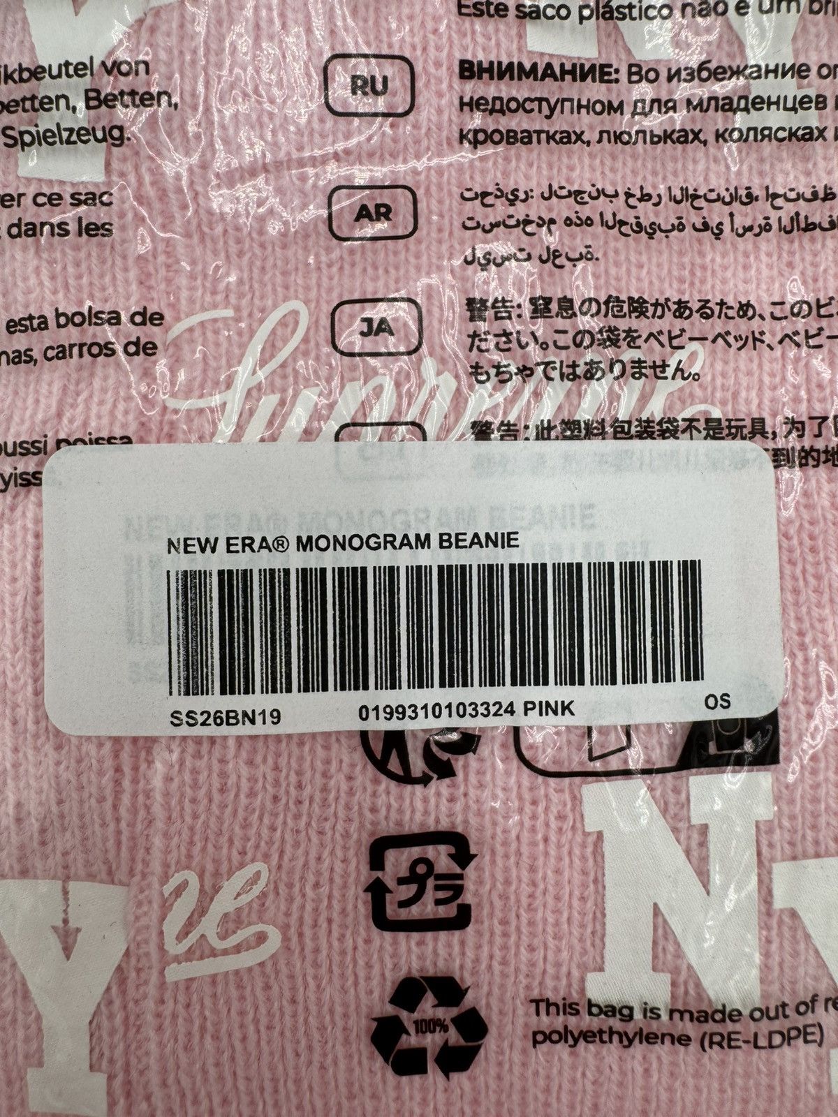 New Era × Supreme Supreme New Era Monogram Beanie Pink White Size ONE SIZE - 16 Thumbnail