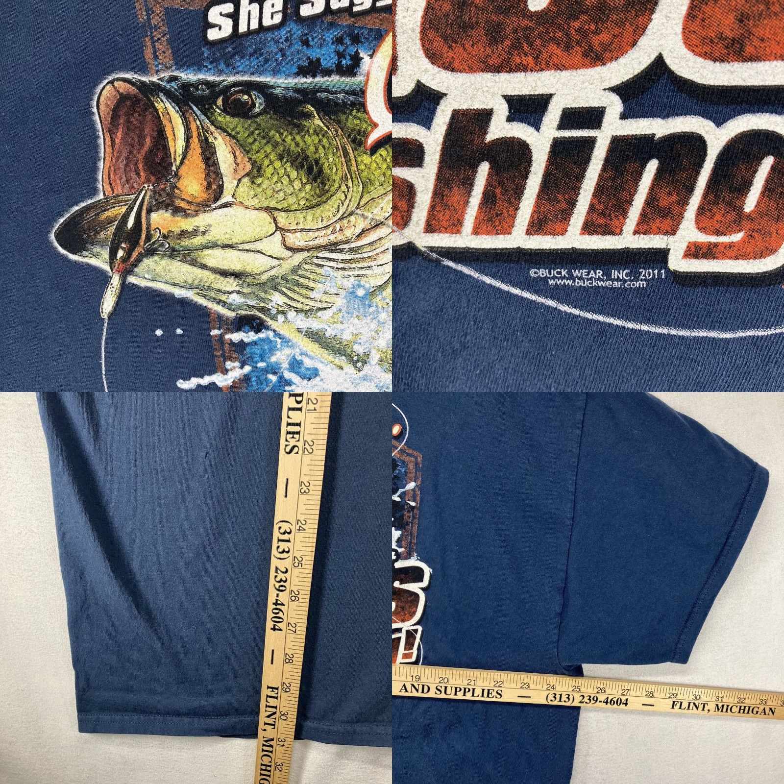 Vintage VINTAGE Buck Wear Men's T-Shirt 2XL Fish Fishing Outdoor Sportsman Short Sleeve Blue Mens Size US XXL / EU 58 / 5 - 8 Thumbnail