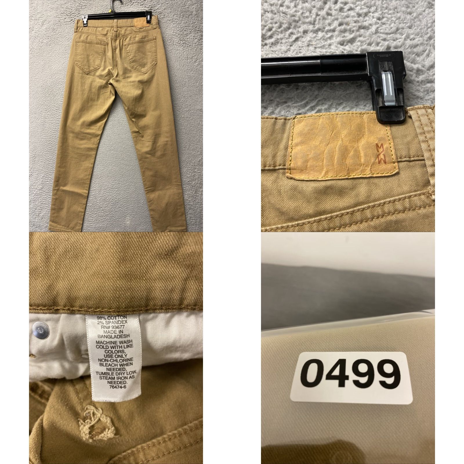 Vintage Mutual Wave Pants Men 32x34 Tan Solid Flat Front Chino Cotton Blend Mid Rise Size US 32 / EU 48 - 8 Thumbnail