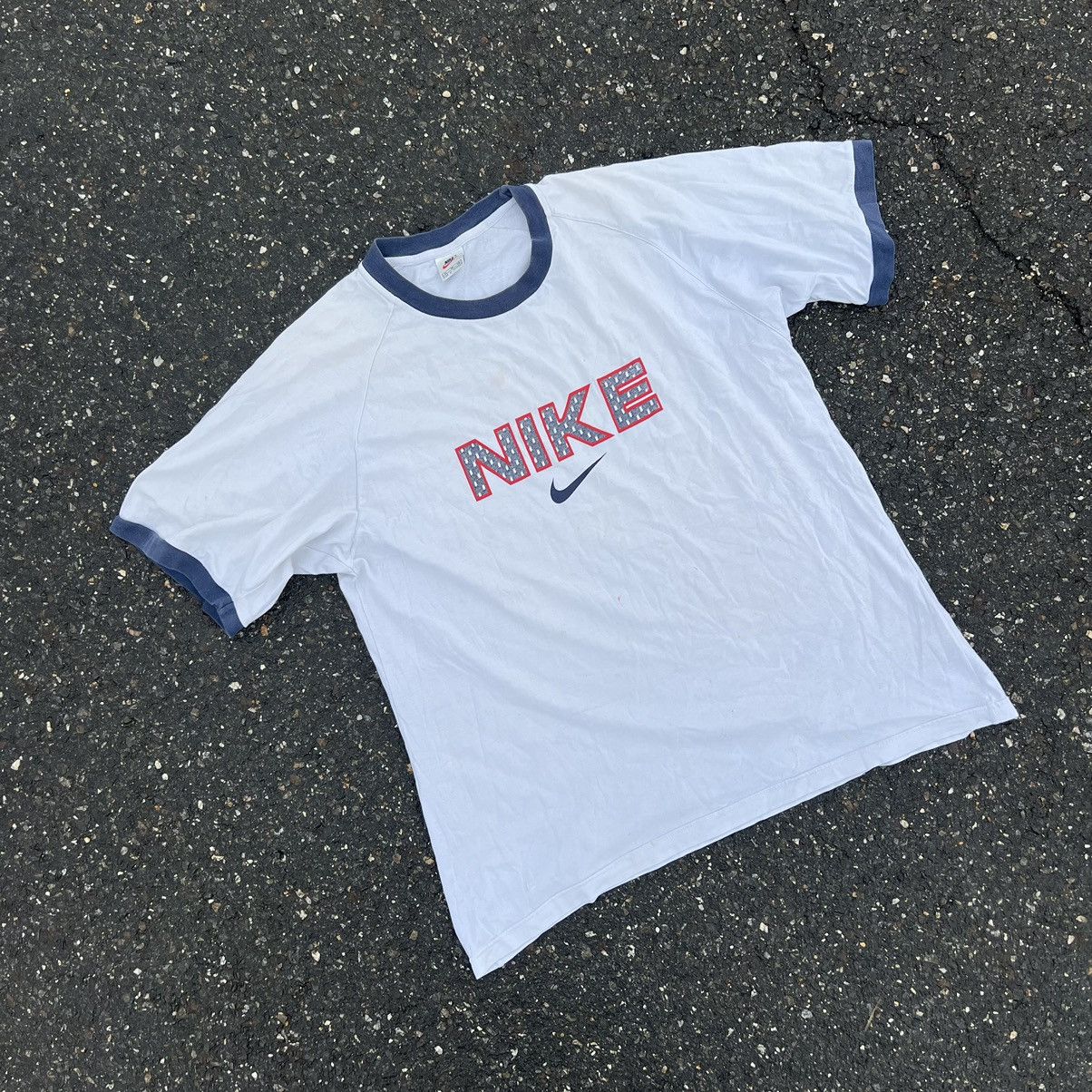 Nike × Vintage 90s Nike Central Swoosh Vintage Y2K Retro Tee T-Shirt Size US XL / EU 56 / 4 - 2 Thumbnail