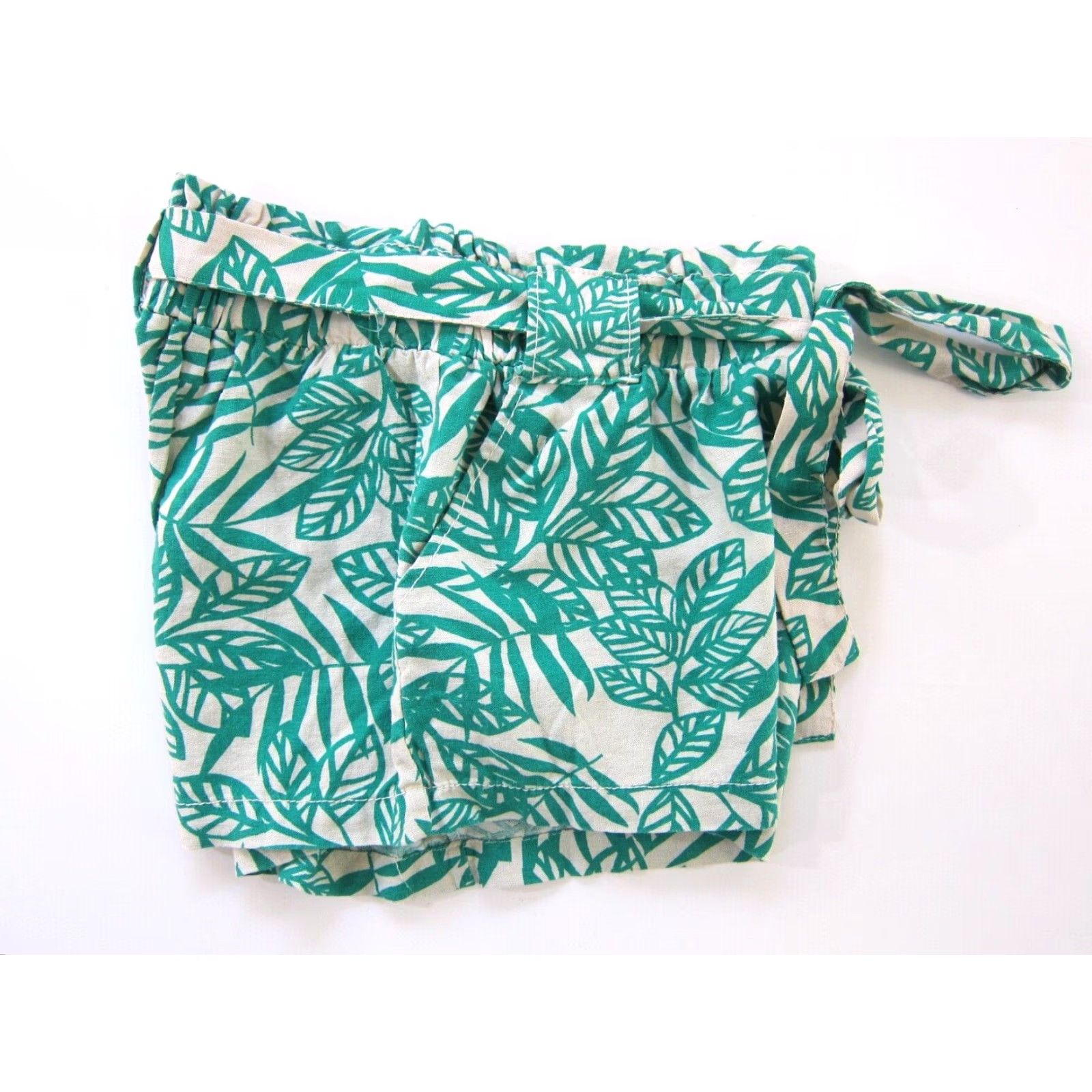 Vintage Cali 1850 Linen Green Ivory Floral High Rise Waist Pocket Chino Short Medium Womens Size 32" / US 10 / IT 46 - 3 Thumbnail