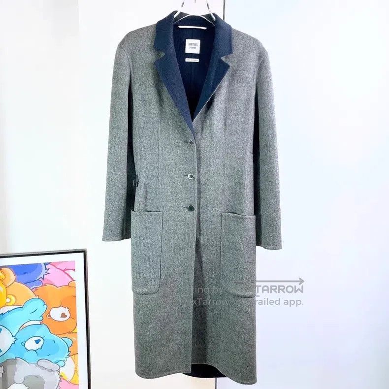 Hermes Hermes Gray single-breasted long-sleeve coat Size XXS / US 00 / IT 34 - 3 Thumbnail