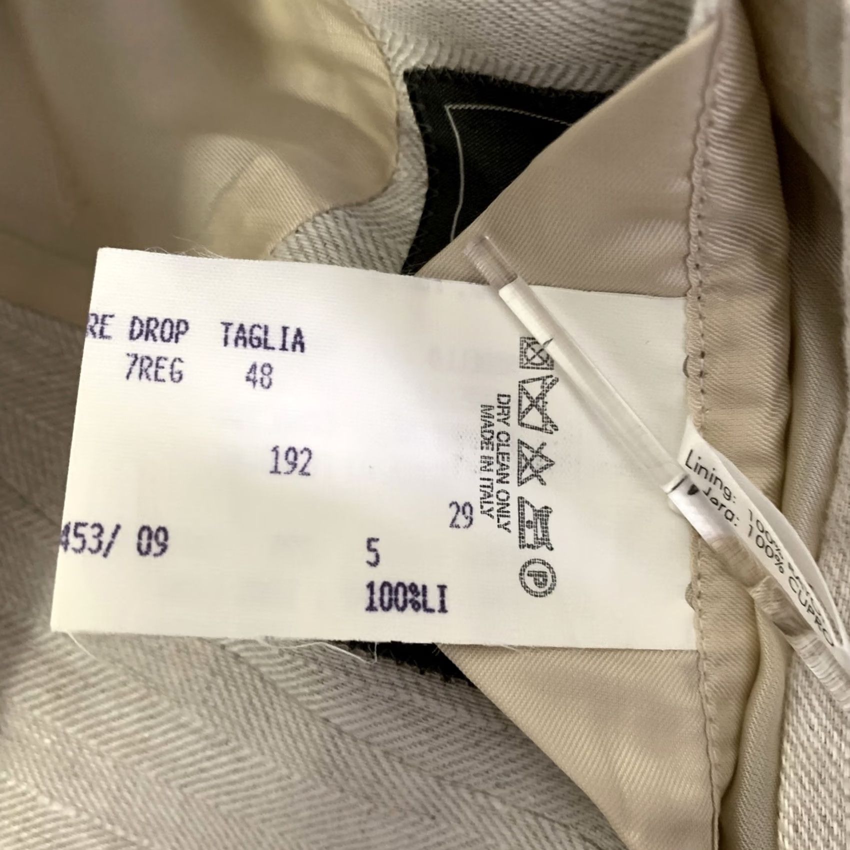 Salvatore Ferragamo SALVATORE FERRAGAMO Sport Coat Blazer 38 Cream Herringbone Linen Men Chest 39 Notch Lapel Italy Size 38R - 7 Thumbnail
