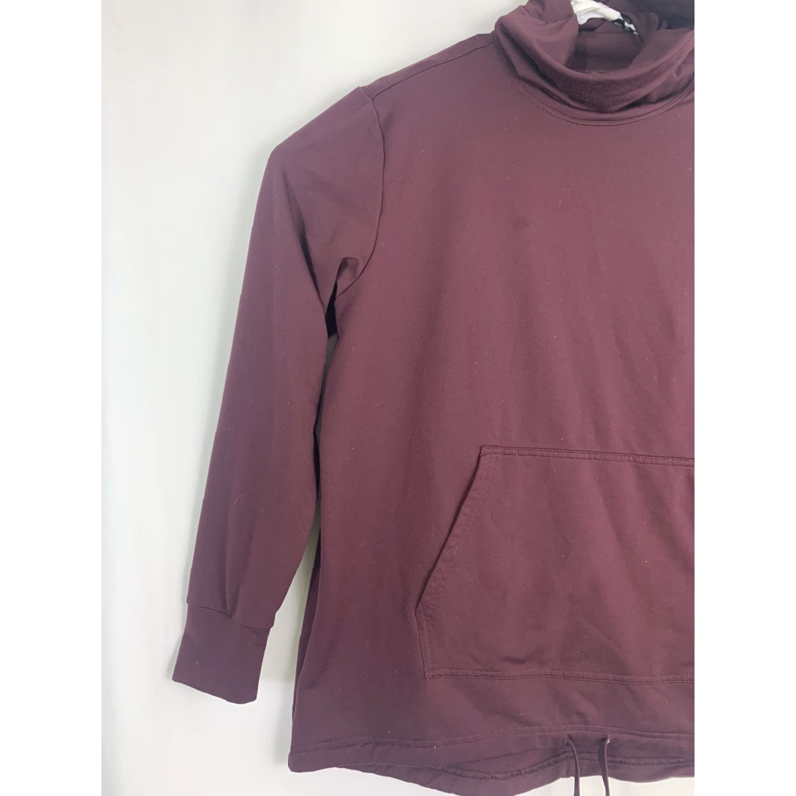 Nike VINTAGE Womens Medium Nike Mock Neck Dri Fit Pullover Long Sleeve Maroon Running Hoodie Size M / US 6-8 / IT 42-44 - 2 Thumbnail