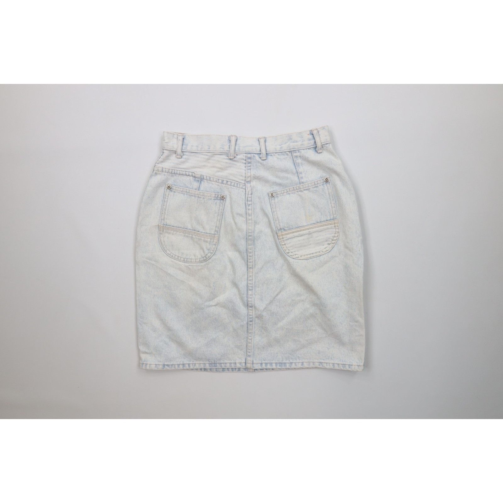 Vintage Vintage 90s Streetwear Faded Acid Wash Denim Jean Skirt Size 28" / US 6 / IT 42 - 10 Thumbnail