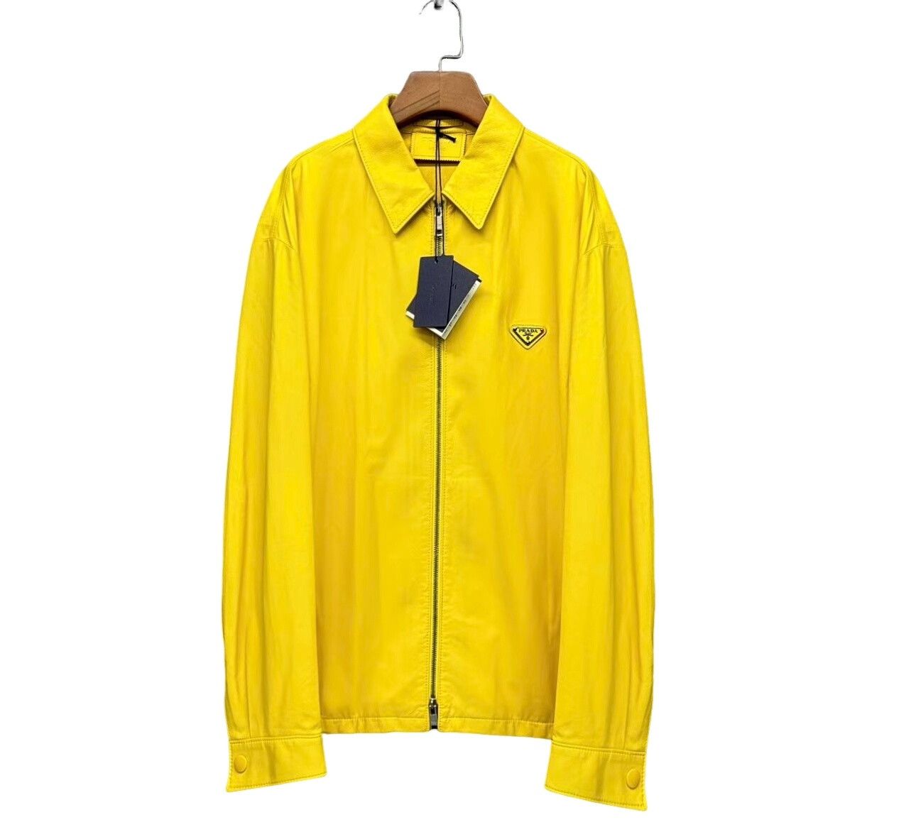 Prada Prada Triangle Logo Yellow Lambskin Jacket 46 Size US S / EU 44-46 / 1 - 1 Thumbnail