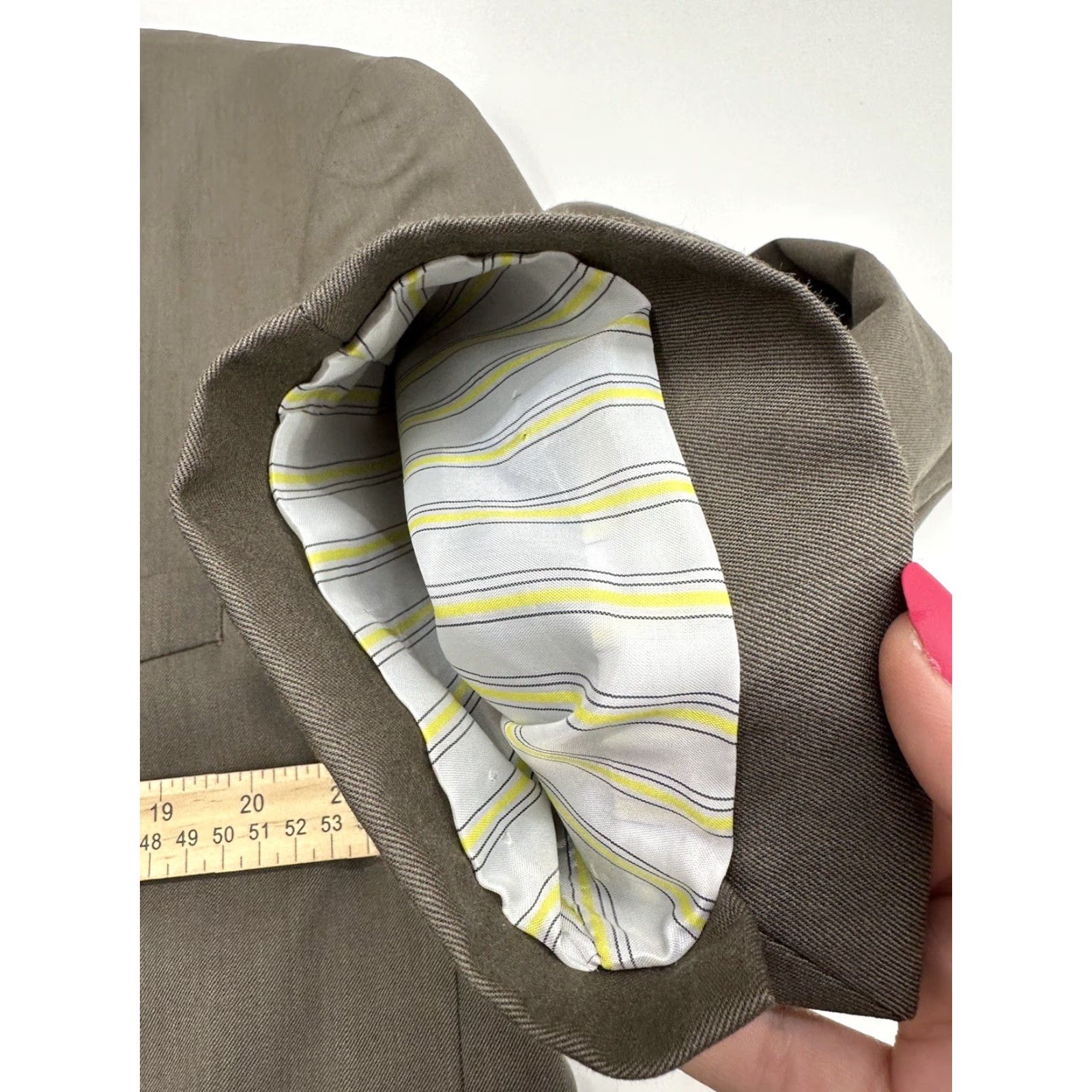 Vintage Paulo Solari Mens Suit Jacket Brown 42W Wool Athletic Fit Three-Button Single-Breasted Notch Lapel 48 Chest Regular Post? Size 42R - 6 Thumbnail