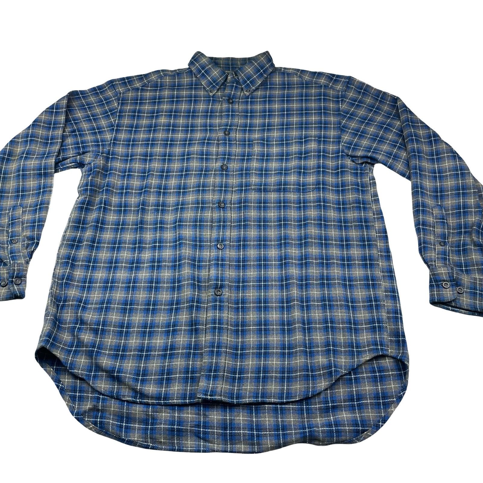 Gap VTG GAP Men's 100% Cotton Flannel Button Shirt Blue/Gray Pla Size US L / EU 52-54 / 3 - 2 Thumbnail