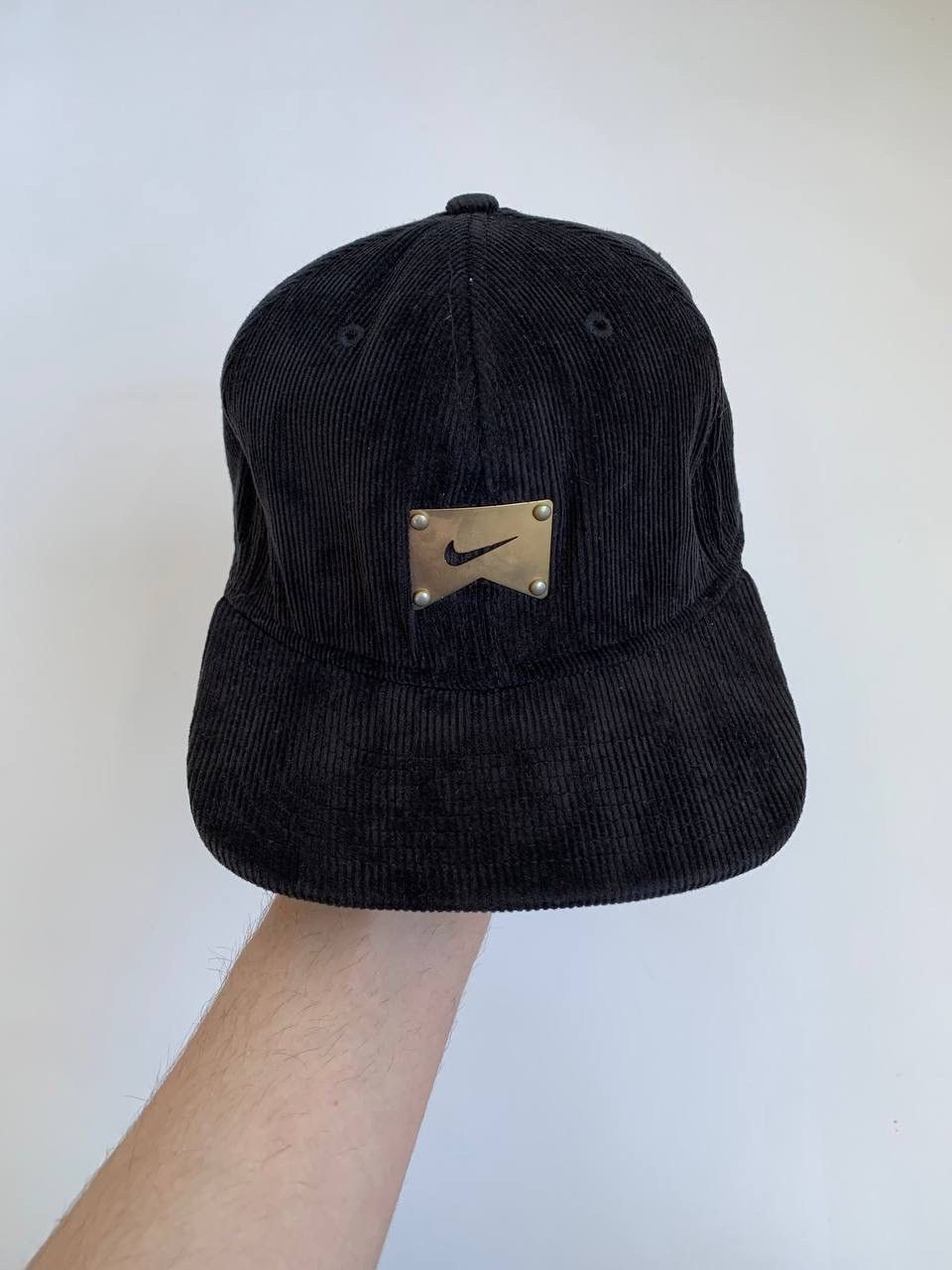 Nike × Vintage Vintage Nike Cap Velvet Corduroy Swoosh 90s Metal Logo Size ONE SIZE - 2 Thumbnail