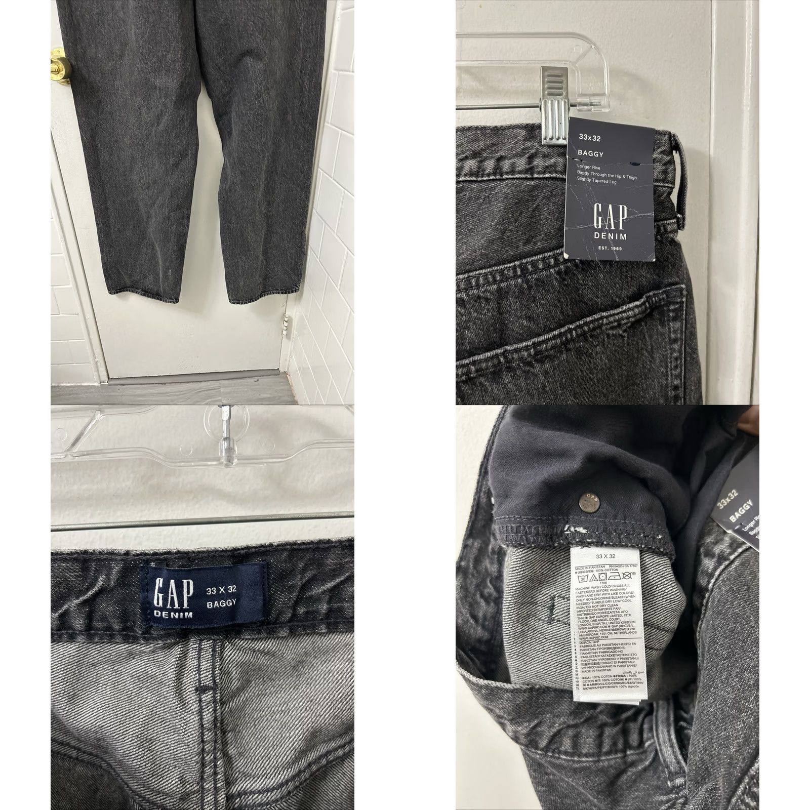 Gap VINTAGE Gap Baggy Jeans Mens Size 33x32 Washed Black Tapered Leg Denim NWT Size US 33 - 8 Thumbnail