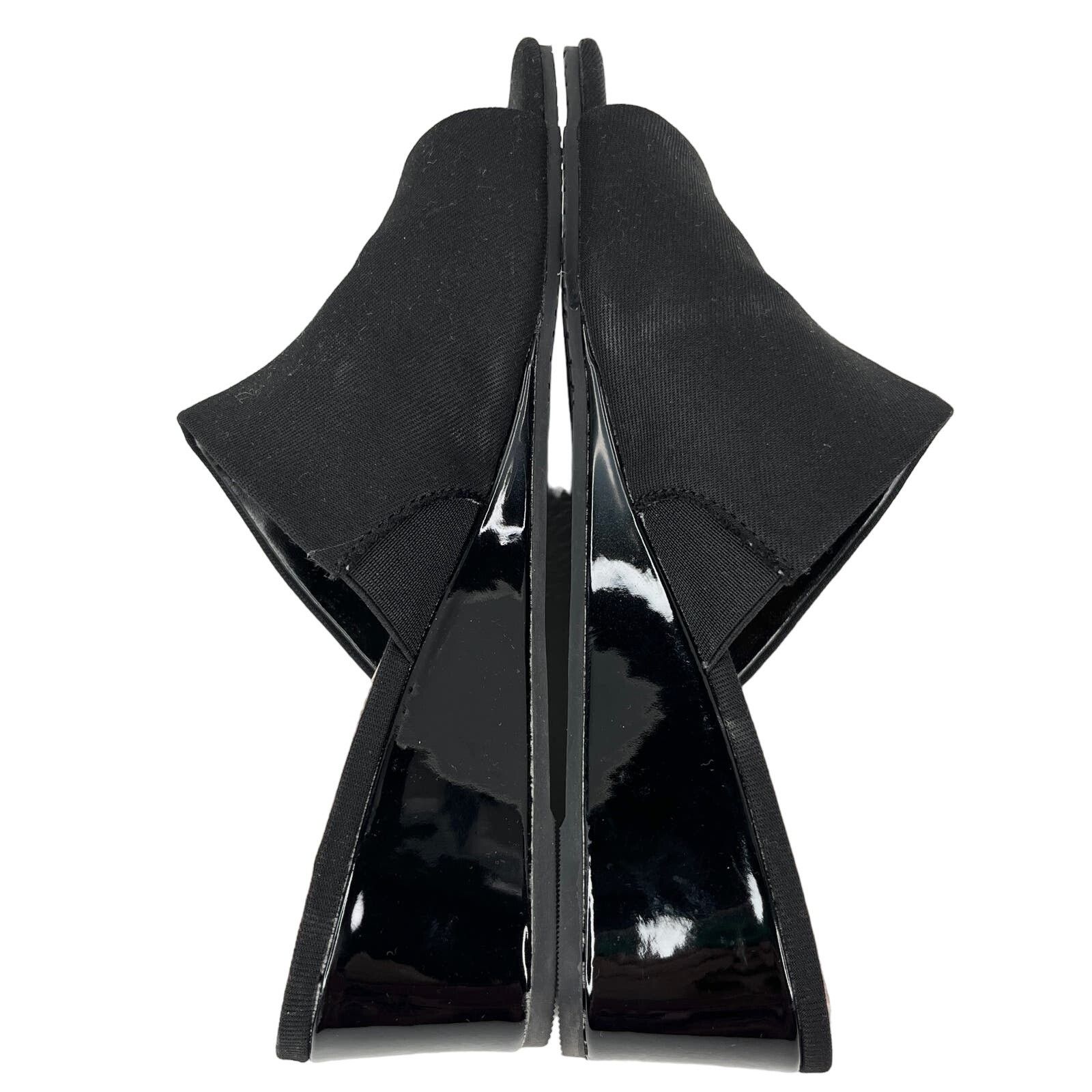 NYDJ NYDJ Claudine Wedge Mule Sandals Black 8 Patent Wedge New Size US 8 / IT 38 - 3 Thumbnail