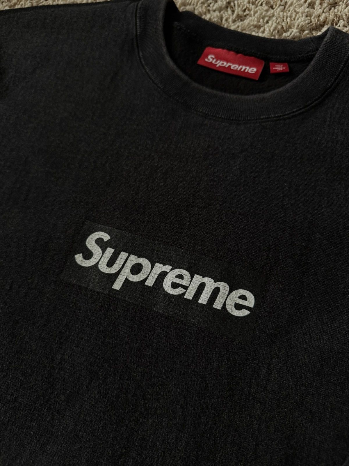 Supreme Supreme Washed Box Logo Crewneck Black | Grailed 