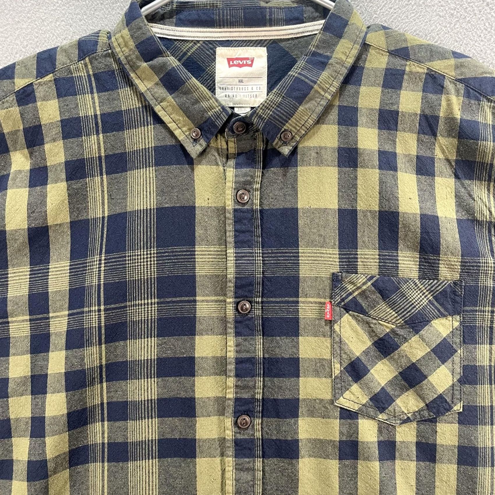 Levi's VINTAGE Levi's Shirt Mens 2XL Burnt Olive Navy Plaid Short Sleeve Button Up Ernie Casual Size US XXL / EU 58 / 5 - 3 Thumbnail
