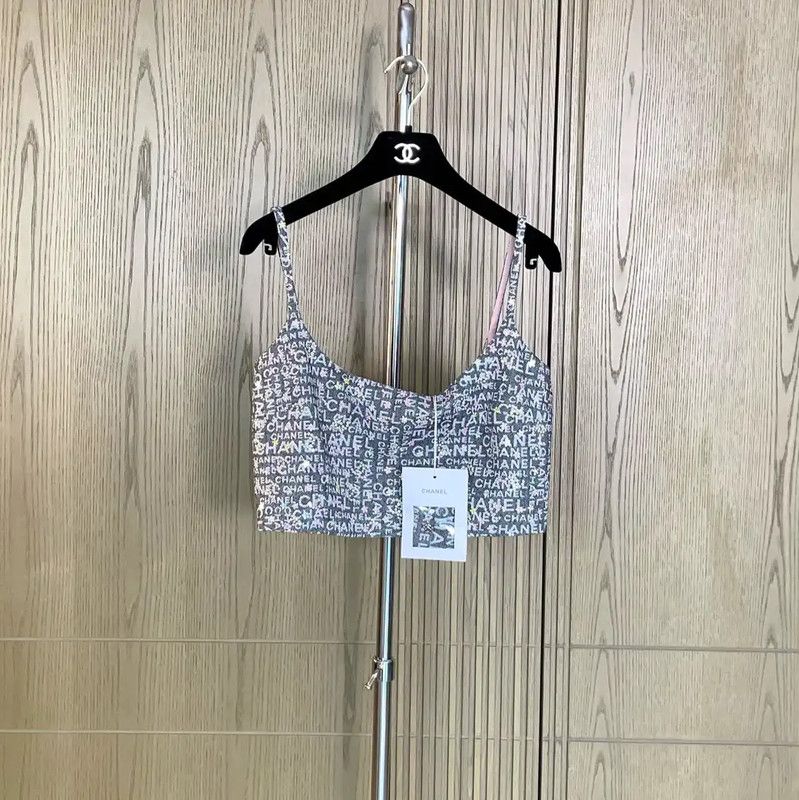 Chanel Chanel Summer Gray Embroidered Sequin Tank Top 0089 Size S / US 4 / IT 40 - 1 Thumbnail