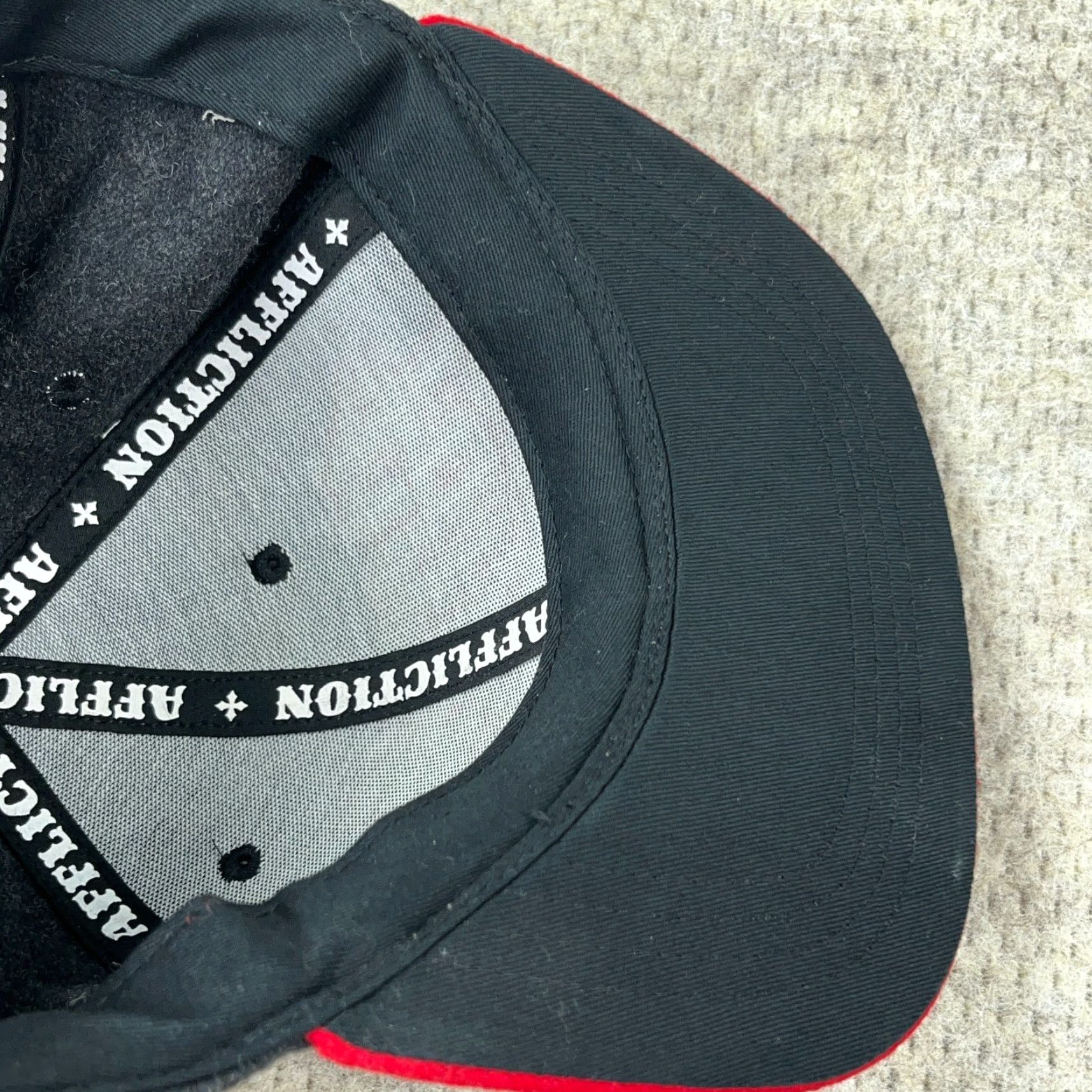 Affliction Affliction Hat Cap Snapback Gray Red Wool Tweed Script Spellout Lightning Bolt Size ONE SIZE - 5 Thumbnail