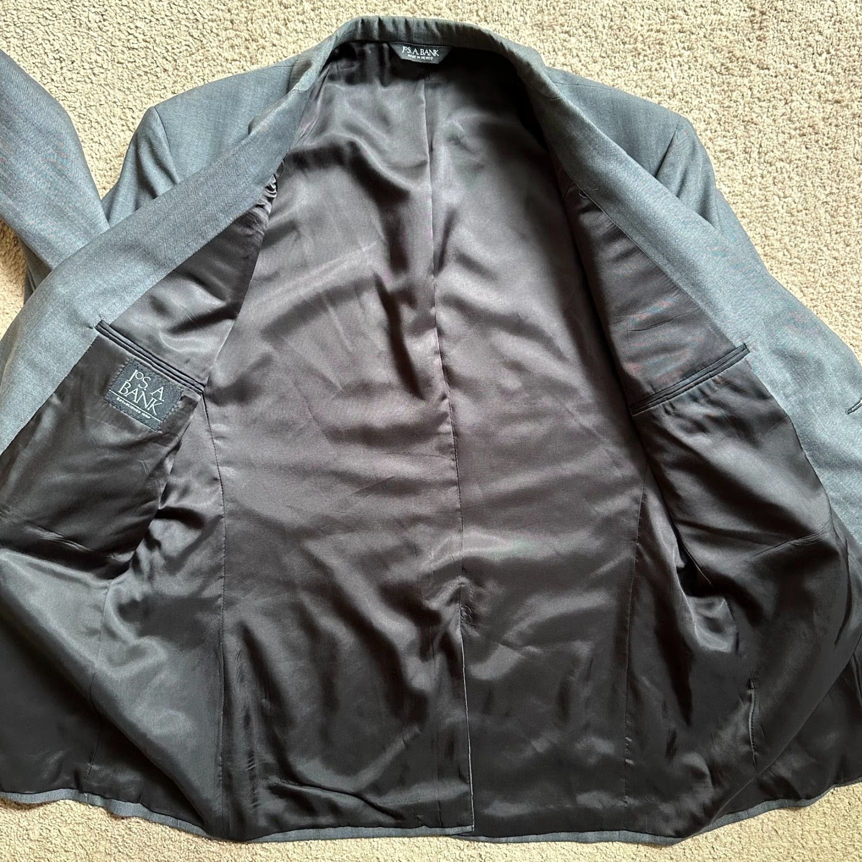 Jos. A. Bank Jos A Bank Blazer Mens 46R Wool 2 Button Solid Grey Jacket Size 46R - 3 Thumbnail