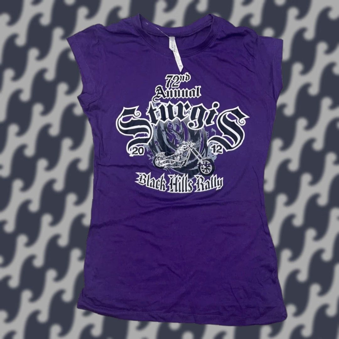 Vintage Sturgis Purple Shirt Womens Medium 72nd Black Hills Rally Motorcycle 2012 Graphic Print Logo Pullover Crew Neck Short Sleeve Exist Shirt Size M / US 6-8 / IT 42-44 - 1 Thumbnail