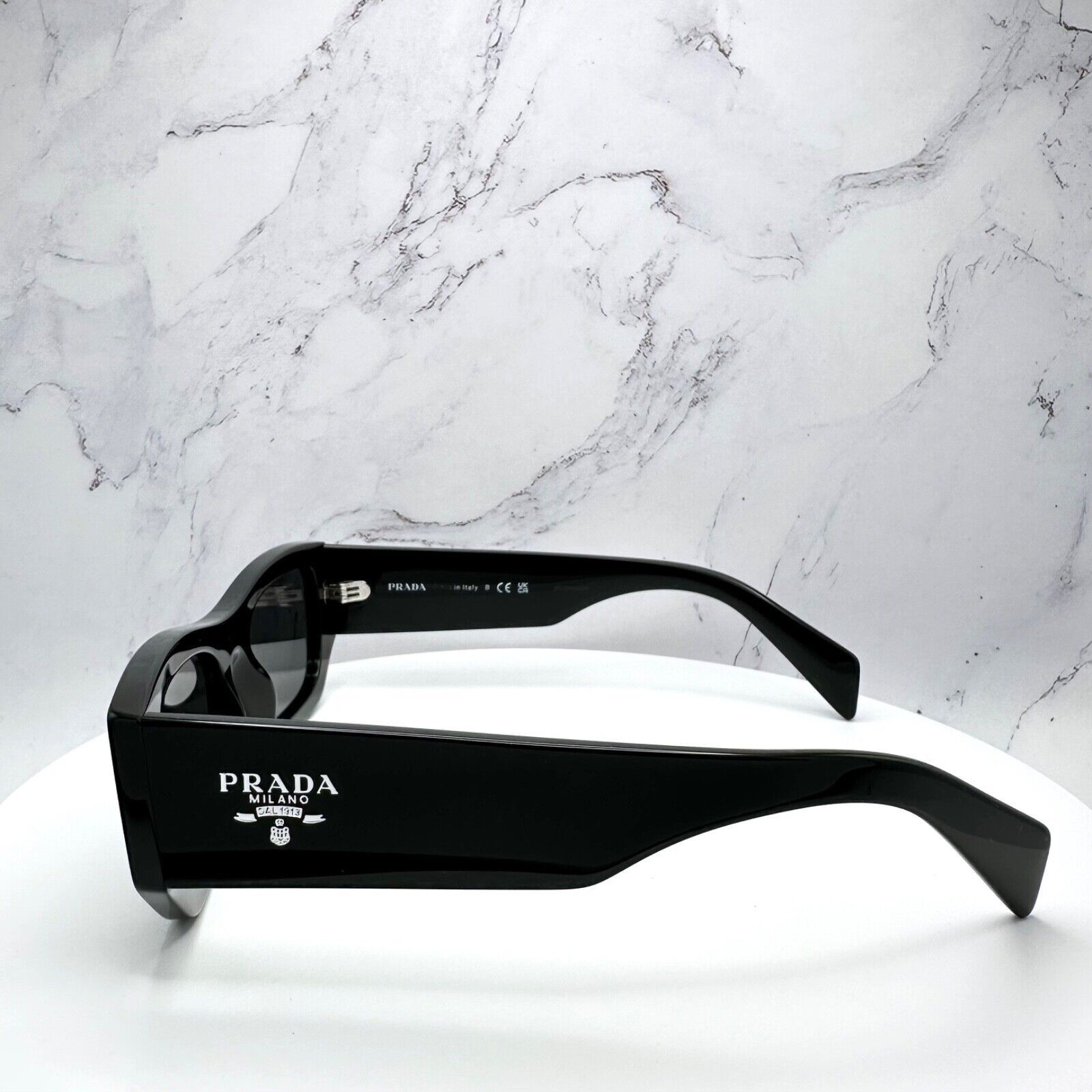 Prada PRADA Sunglasses Black Square PRADA MILANO Silver Logo Size ONE SIZE - 7 Thumbnail