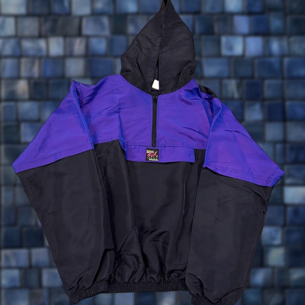 Vintage VINTAGE Surf Style Hoodie Pullover Windbreaker Jacket 1/4 Zip Purple Large Men Mens L Size US L / EU 52-54 / 3 - 1 Thumbnail