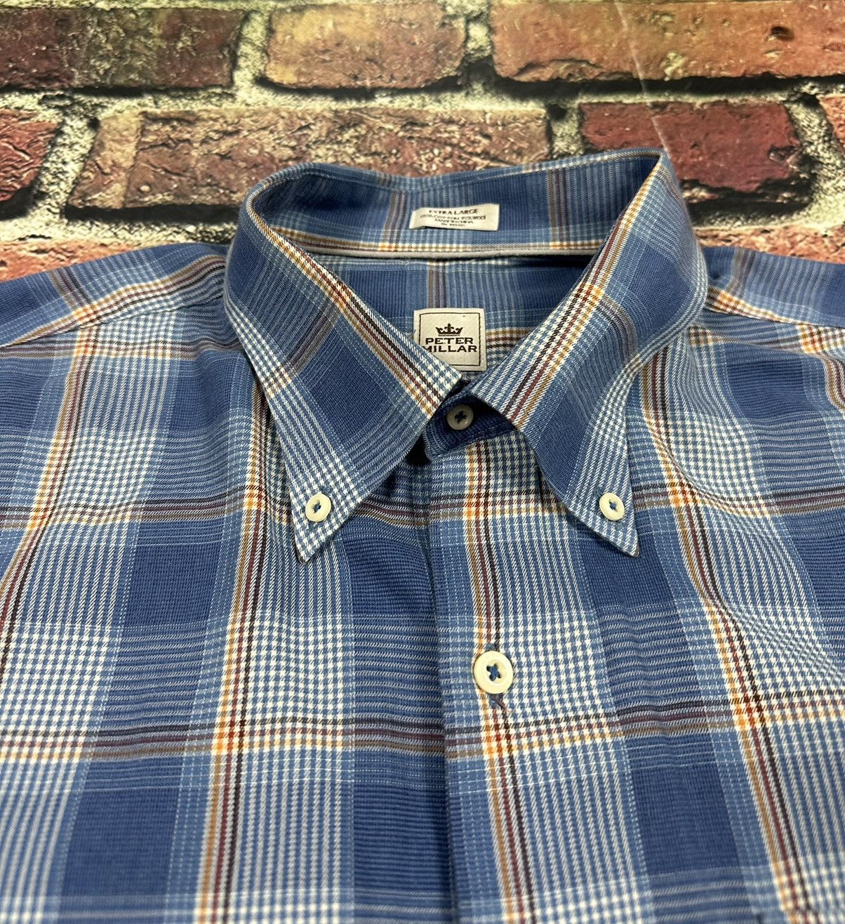 Peter Millar Peter Millar Shirt Plaid Wool Blend Button Down Long Sleeve Size US XL / EU 56 / 4 - 8 Thumbnail